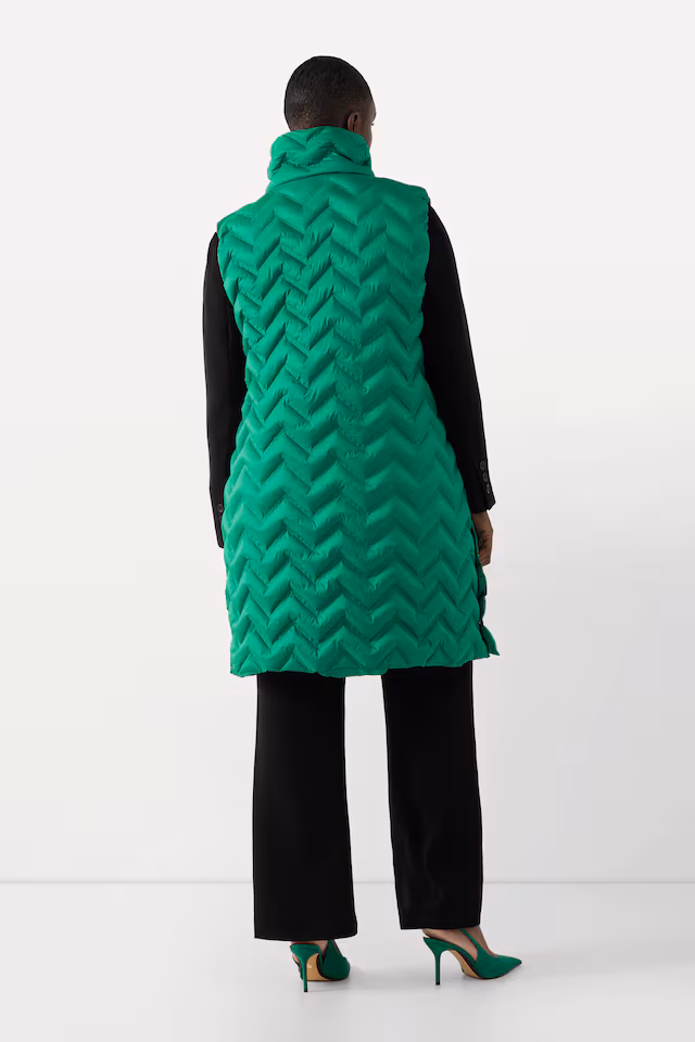 Long Herringbone Quilted Vest