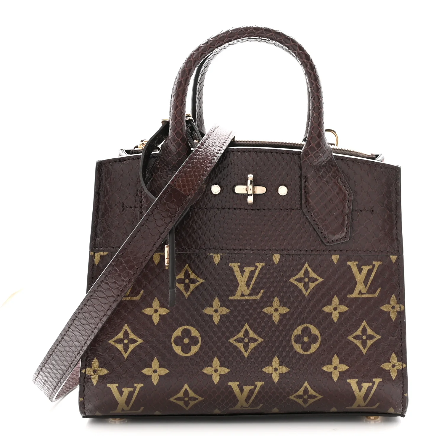 Snakeskin Monogram City Steamer Mini Brown