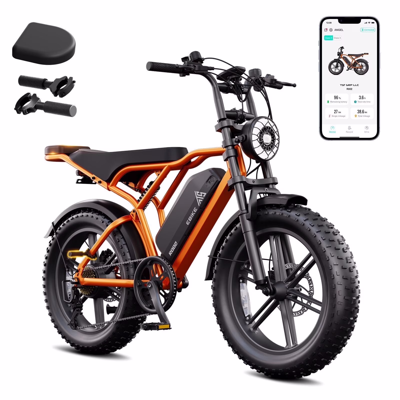 Electric Bike for Adults, 750W Peak 1500W Motor, 20"x4" Fat Tire, E Mountain Bike, 48V/15AH UL2849(R004-15AH-Black(Walmart exclusive)) - Image 5