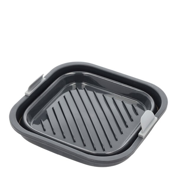 Silikonform til airfryer firkantet 19x19x6 cm grå