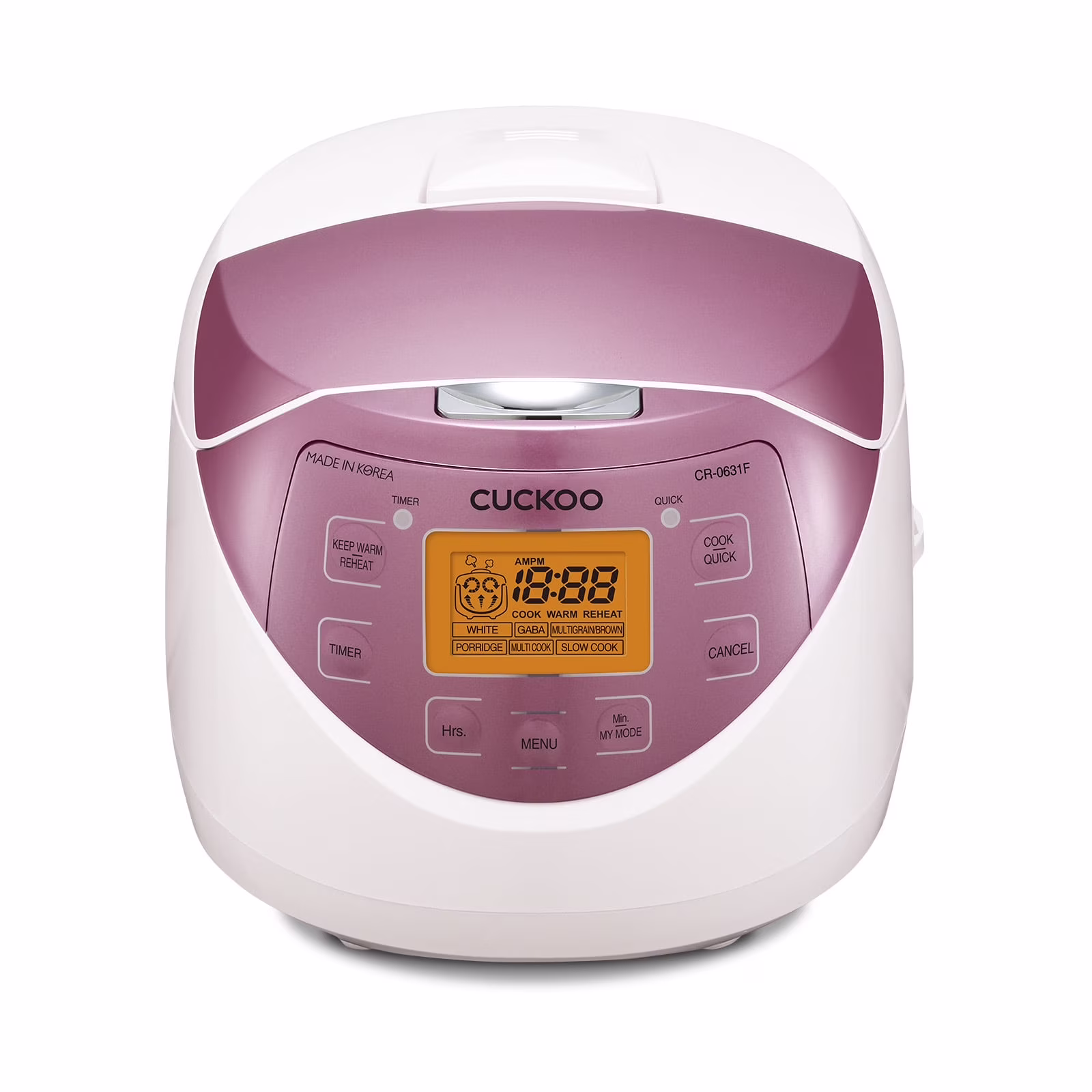 Rice Cooker 12 Cups Cooked Warmer with Nonstick Pot 7 Menu Options and Micom Fuzzy Logic Tech in White/Pink (CR-0631F)(Ivory Pink)