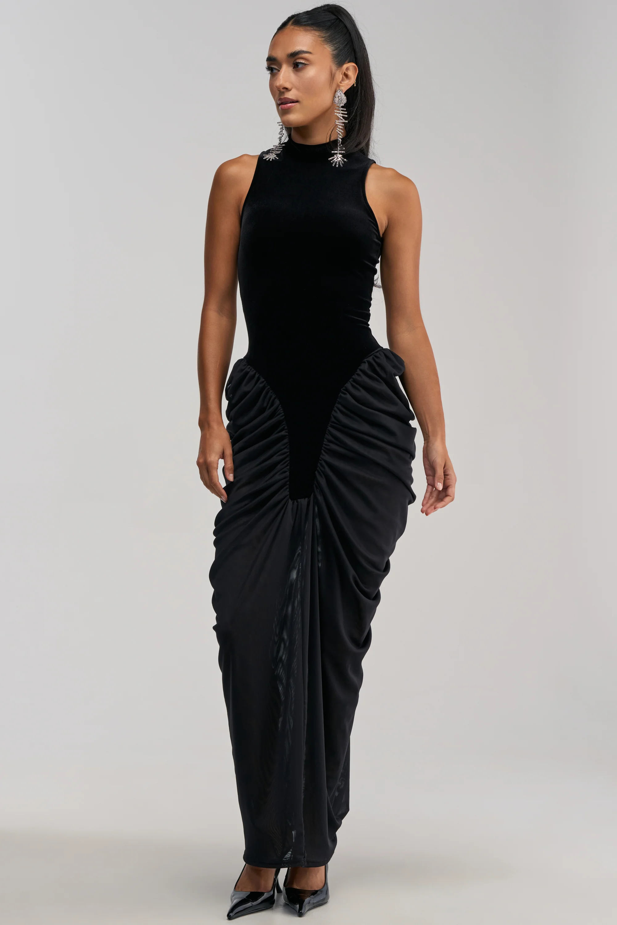 OUT FOR THE NIGHT MOCK NECK MAXI DRESS - Akira Store