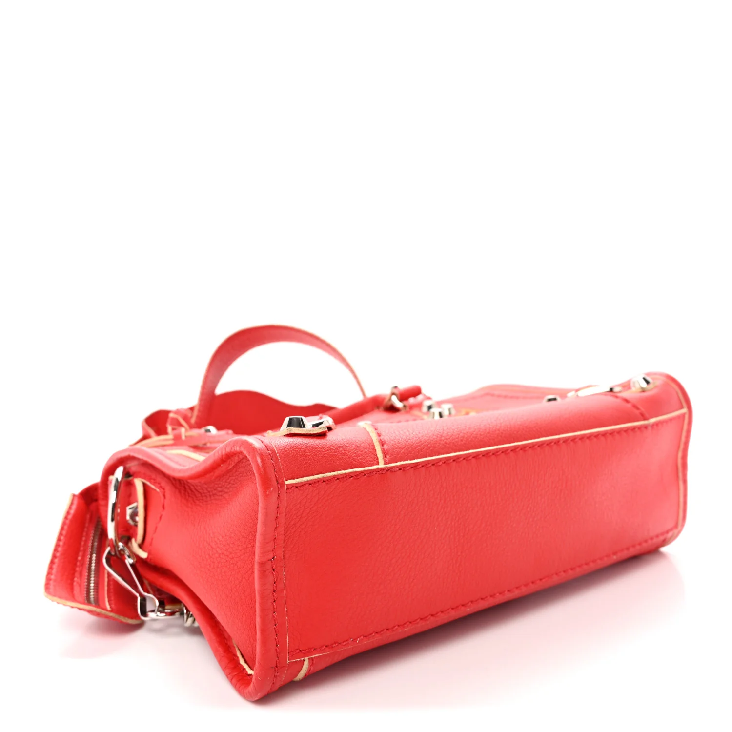 Supple Grained Calfskin Classic Silver Hardware Highlight Mini City Rouge Fraise