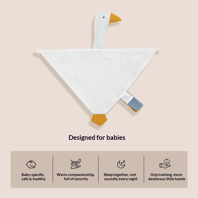 Nordic White Baby Swan Comfort Blanket Safe Dual-Layer Cotton Gauze Teething Chew Grasping Training Comfort Towel Home Newborn