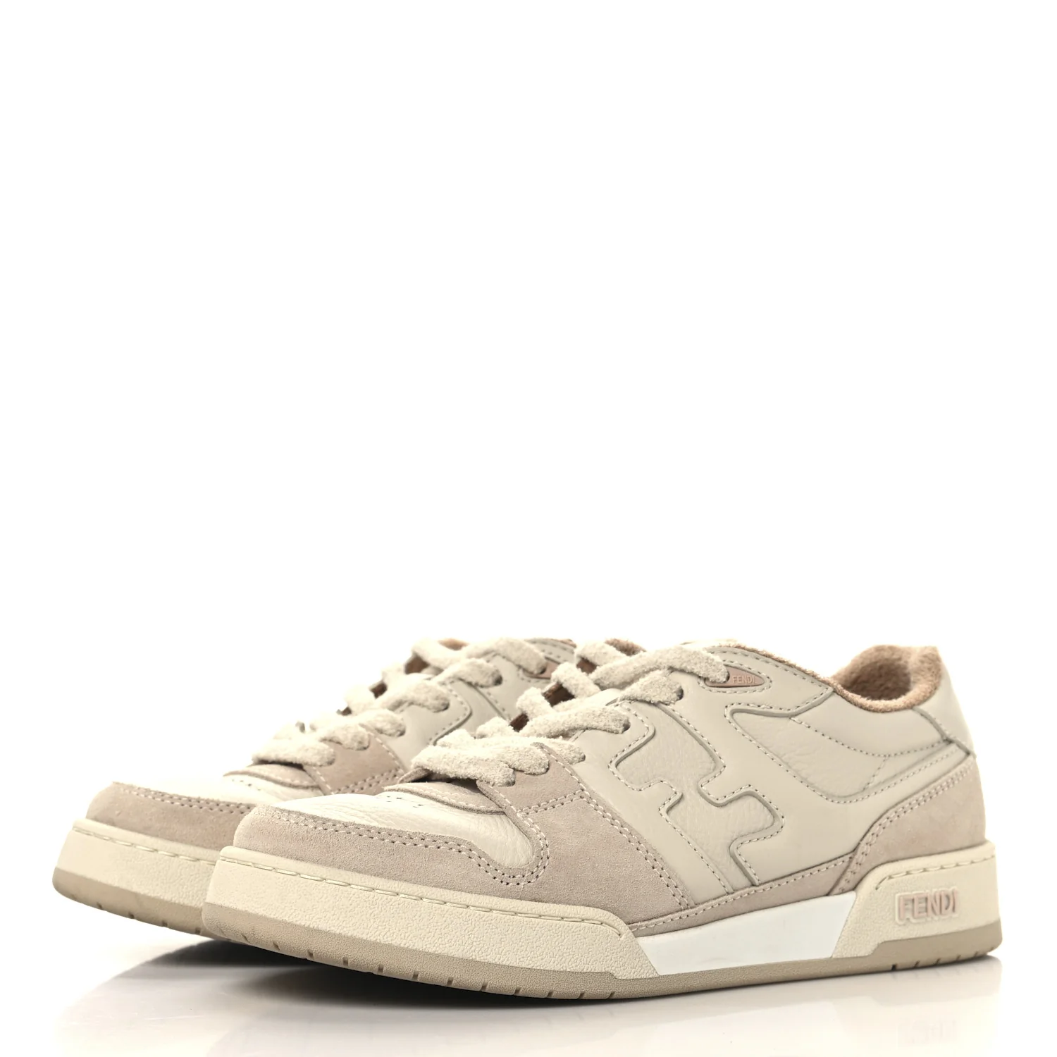 Suede Vitello Fendi Match Low Top Sneakers 37.5 Nudo White Garza Rosa
