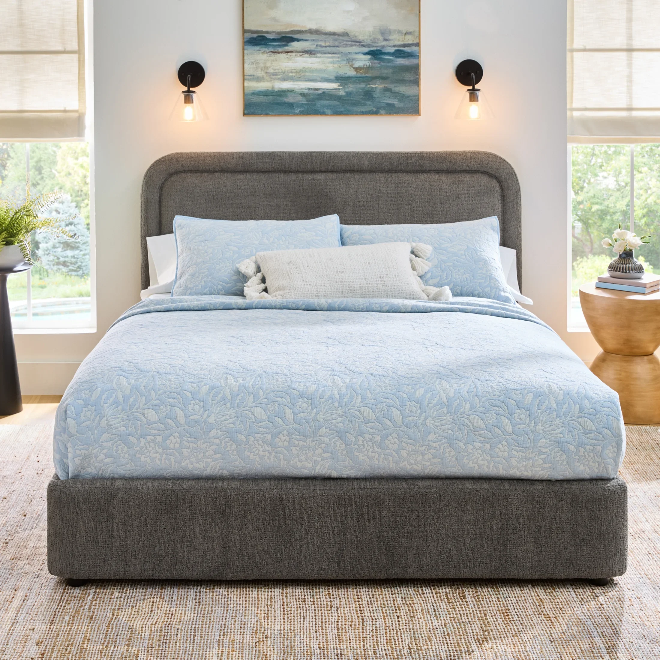 Better Homes & Gardens Juliet King Boucle Platform Bed, Ivory