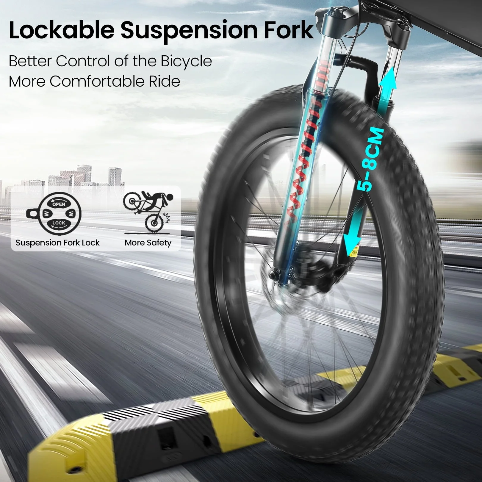 Electric Bike, 26"x4" Fat Tire Electric Bike for Adults 500W Ebike Foldable Adult Electric Mountain Bicycles with 48V 10Ah Battery, Lockable Suspension Fork, 21 Speed Gears - Image 5