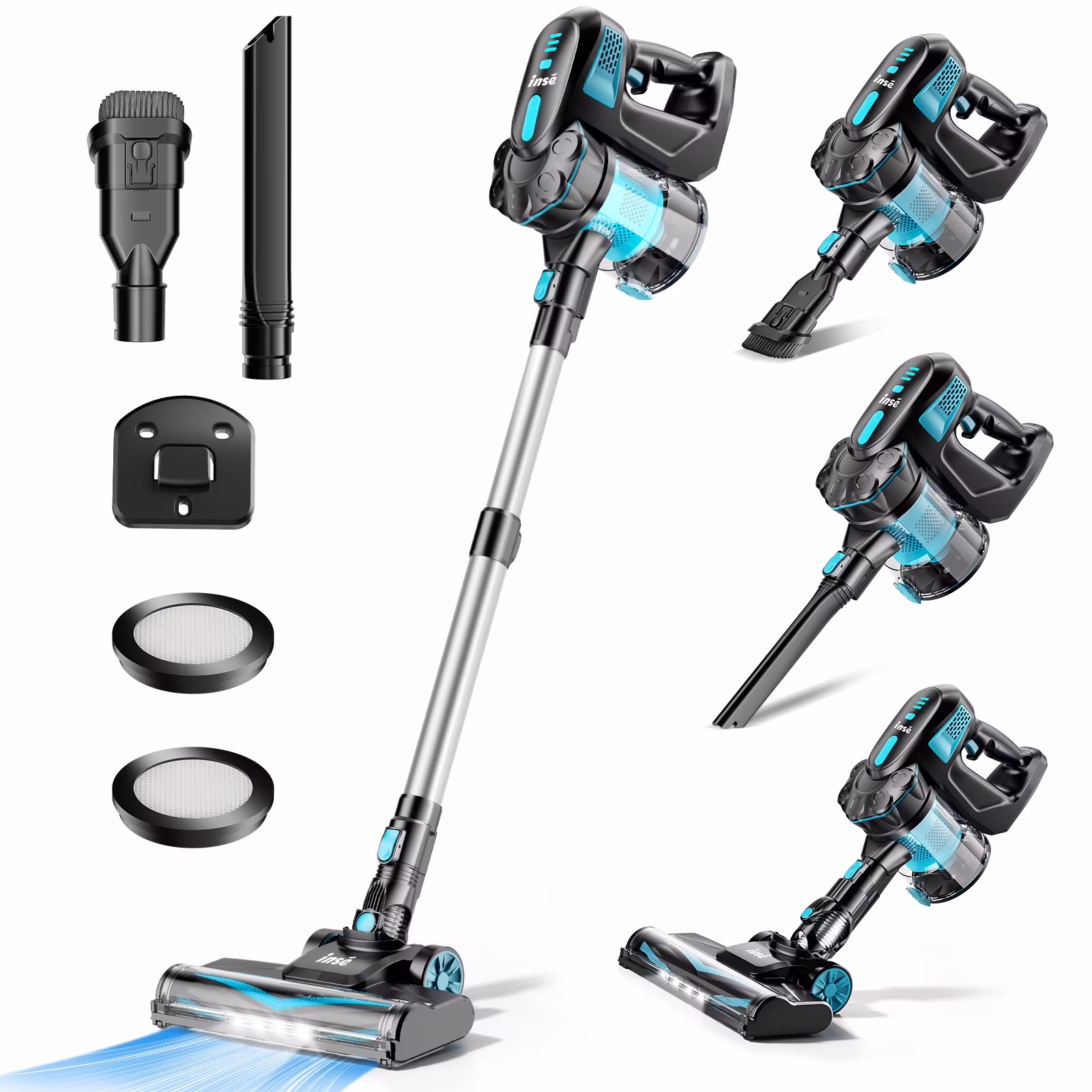 Cordless Vacuum Cleaners, 6-in-1 Lightweight Stick Vacuum for Hardwood Floor Carpet Pet Hair, V770(Blue)