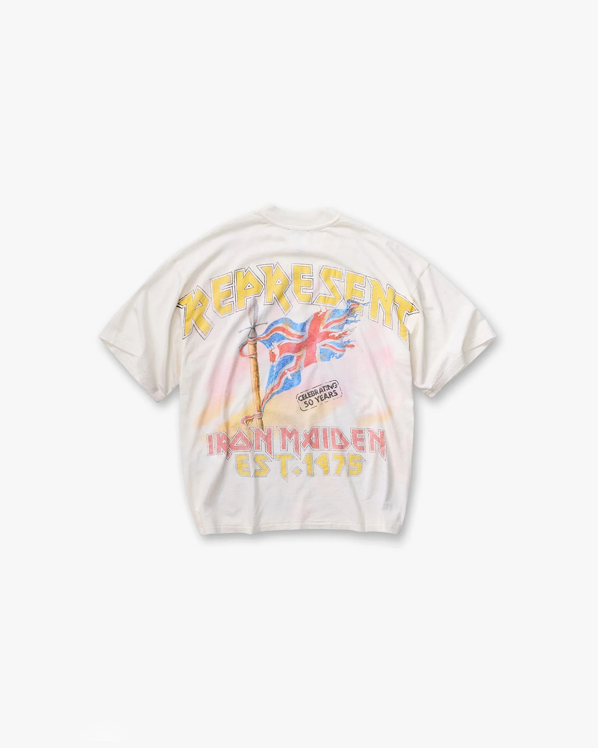 Represent X Iron Maiden Steed T-Shirt - Flat White