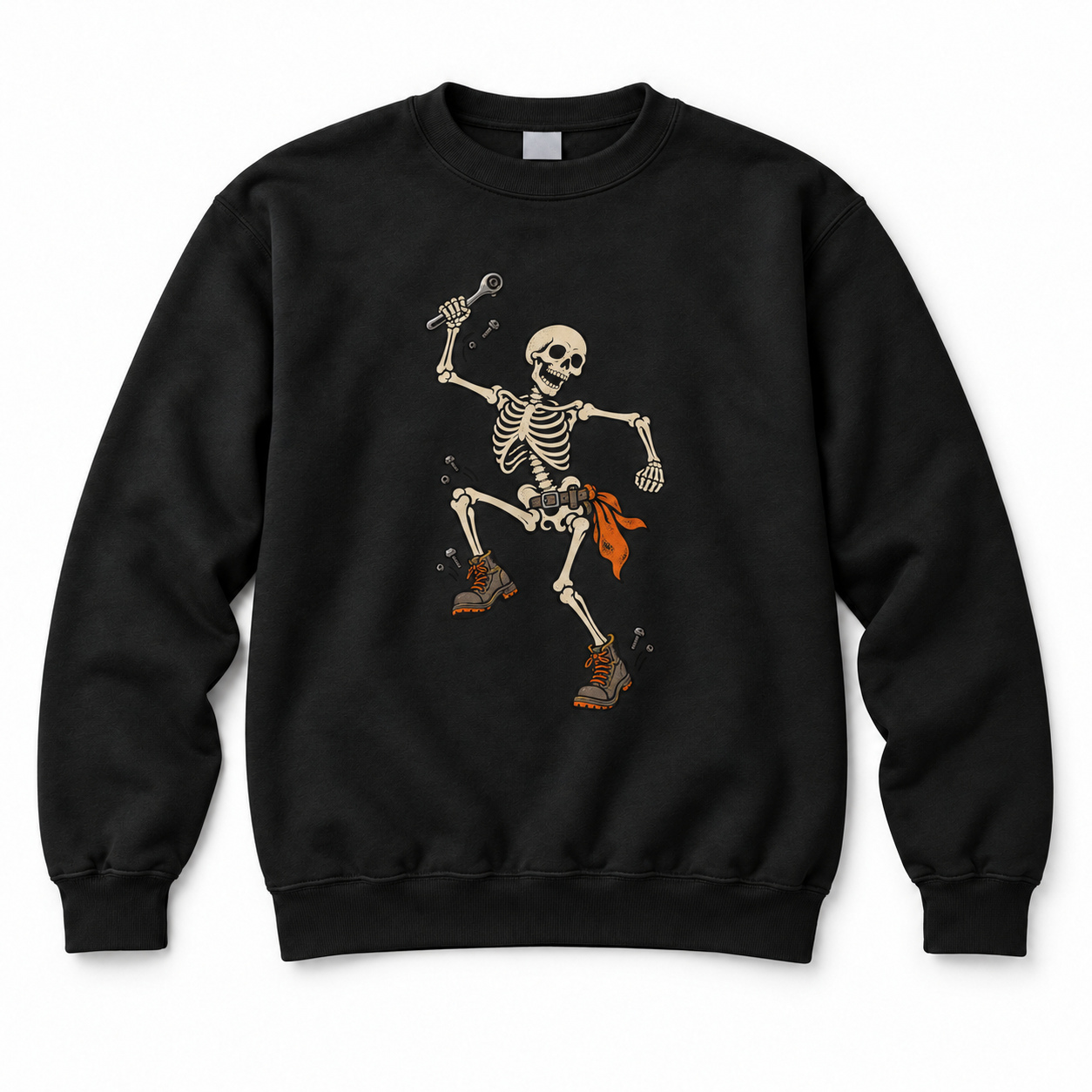 Dancing Skeleton Mechanic Crewneck Sweatshirt
