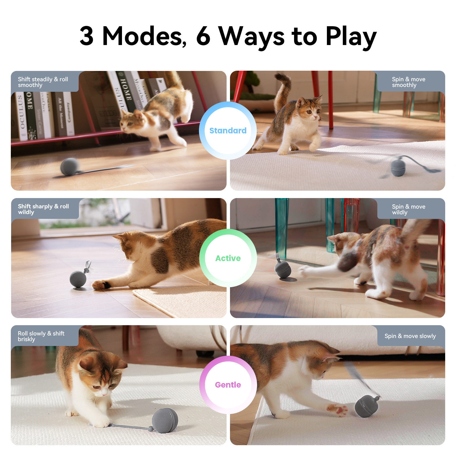 Automatic Dual Interchangeable Shells 2 in 1 Interactive Eco-friendly Plastic Cat Toys Indoor Use