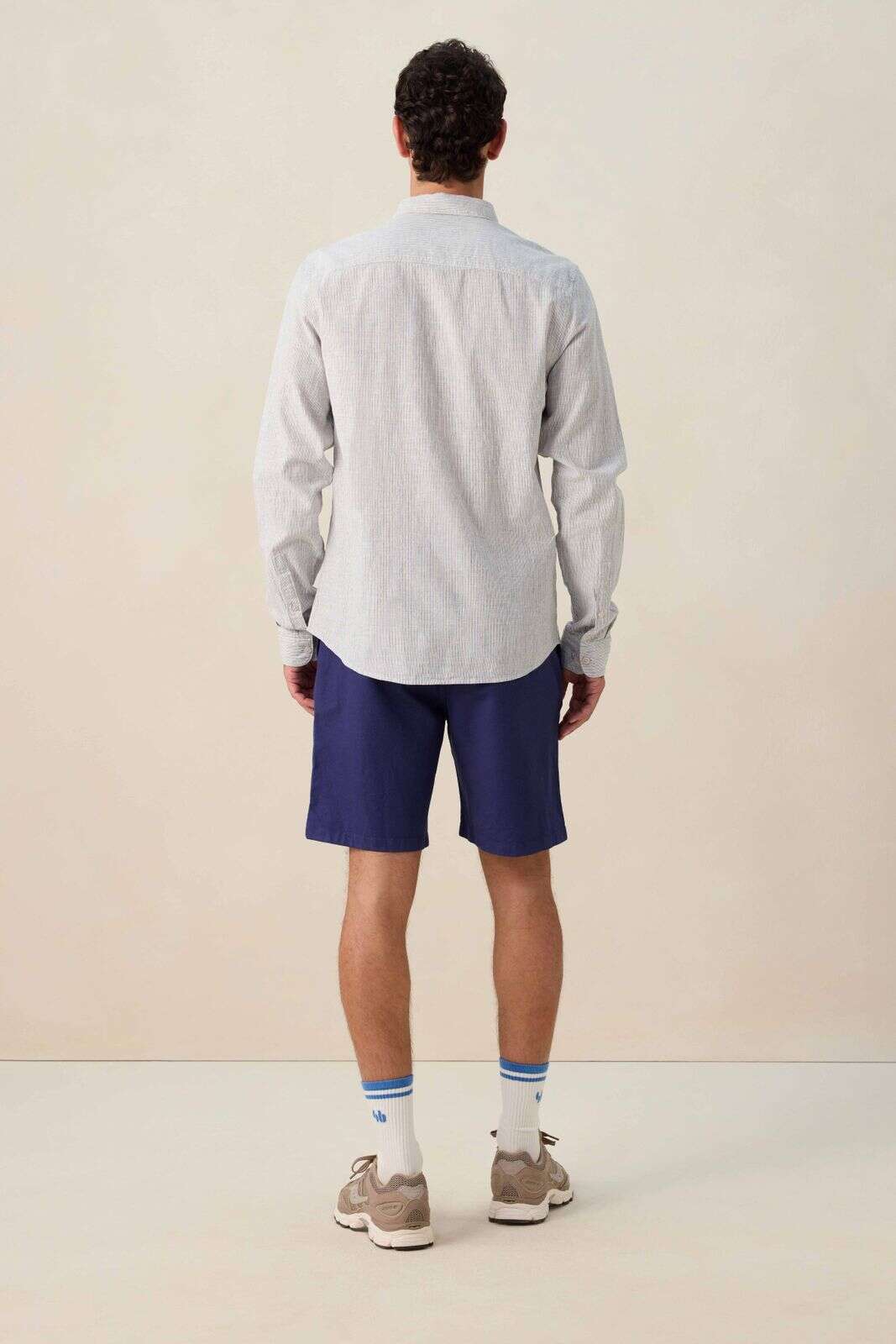 Blauw gestreept linnen overhemd