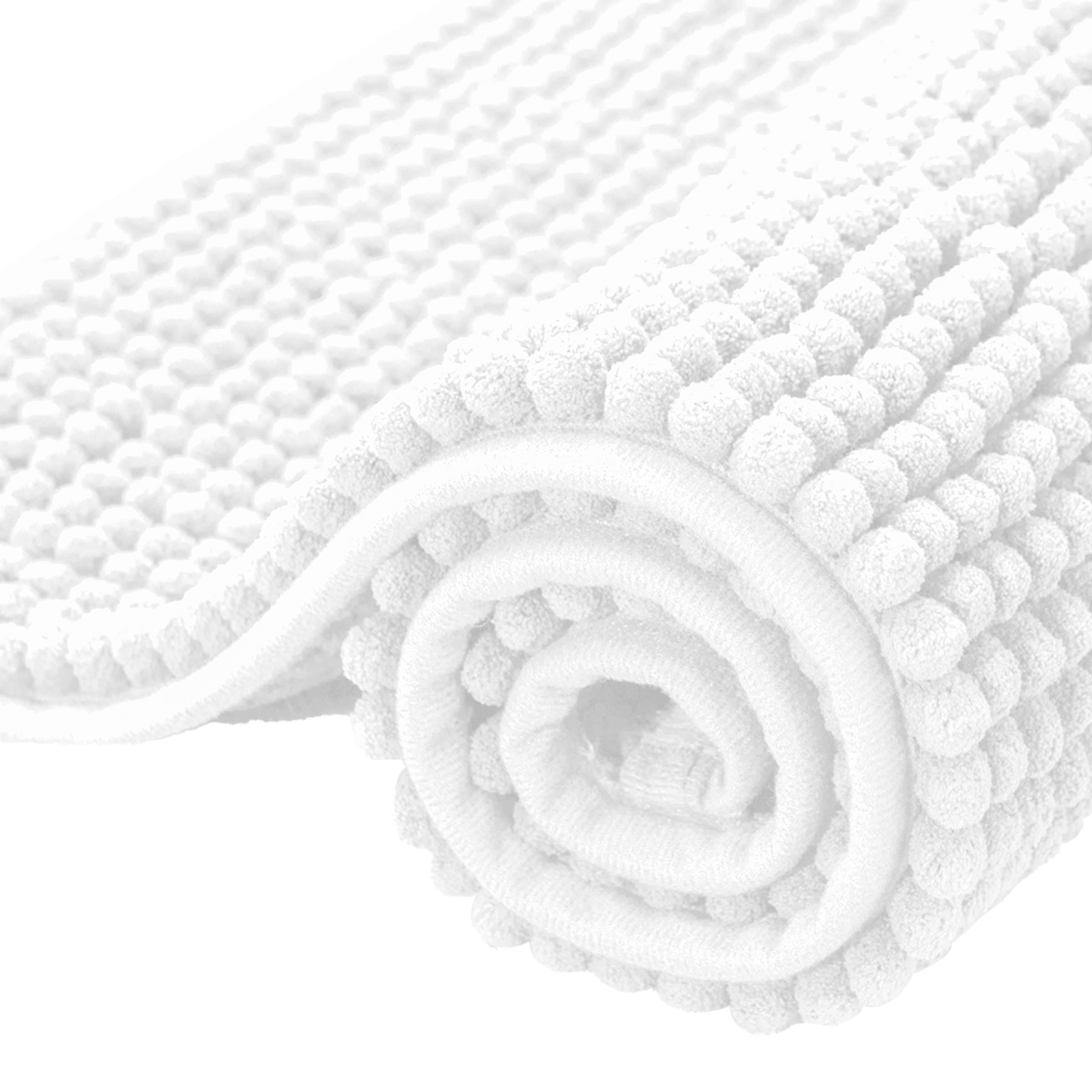 Subrtex Bathroom Rugs Chenille Bath Rug Soft Short Plush Bath Mat Soft Shower Mat Water Absorbent Shower Mat Quick Dry Machine Washable(white,20 x 32)