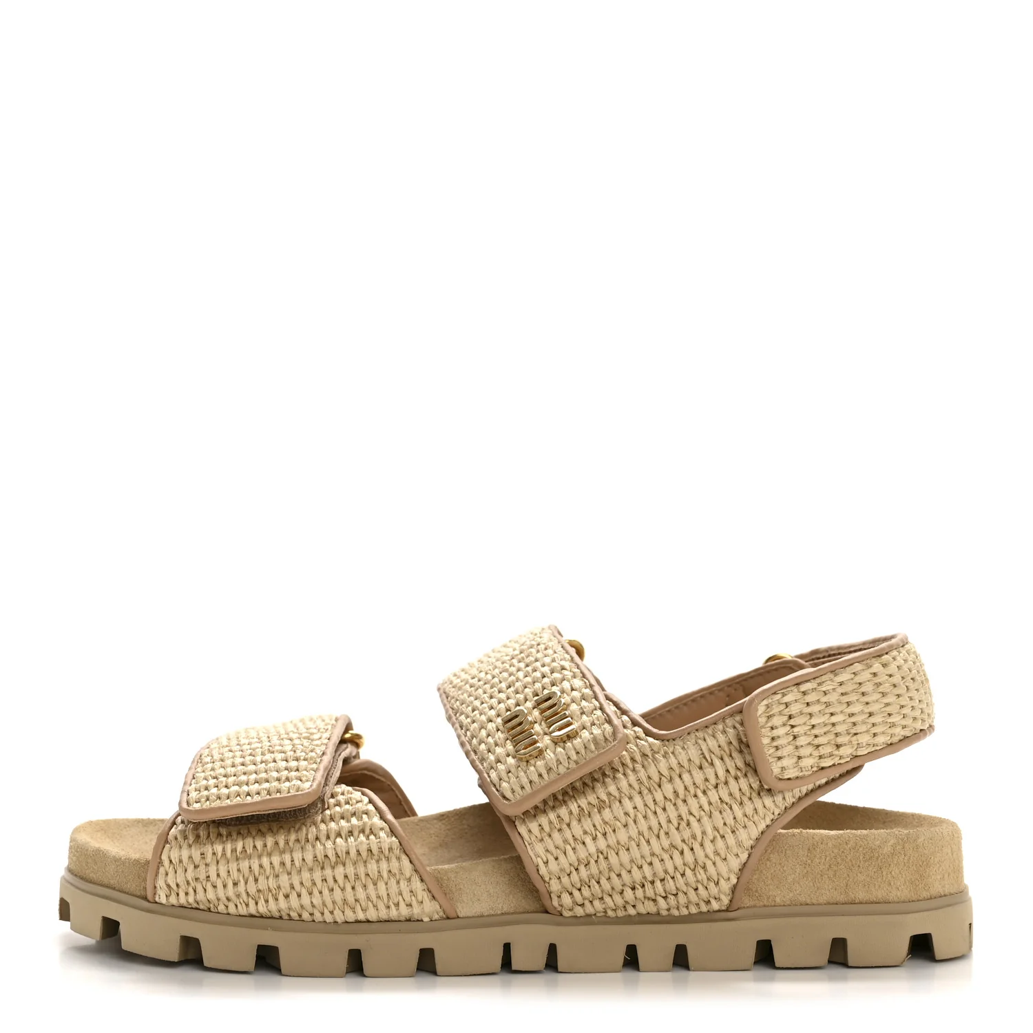 Raffia Sporty Sandals 38 Naturale