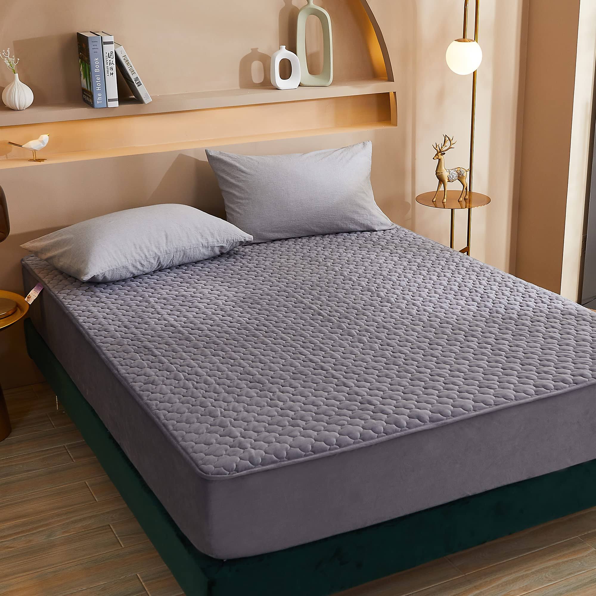 Pangzi Solid Flannel Plush Bedding Fitted Sheet,Velvety Soft Heavyweight Non-Slip Protective Cover for Bed Mattress (Full, Gray)