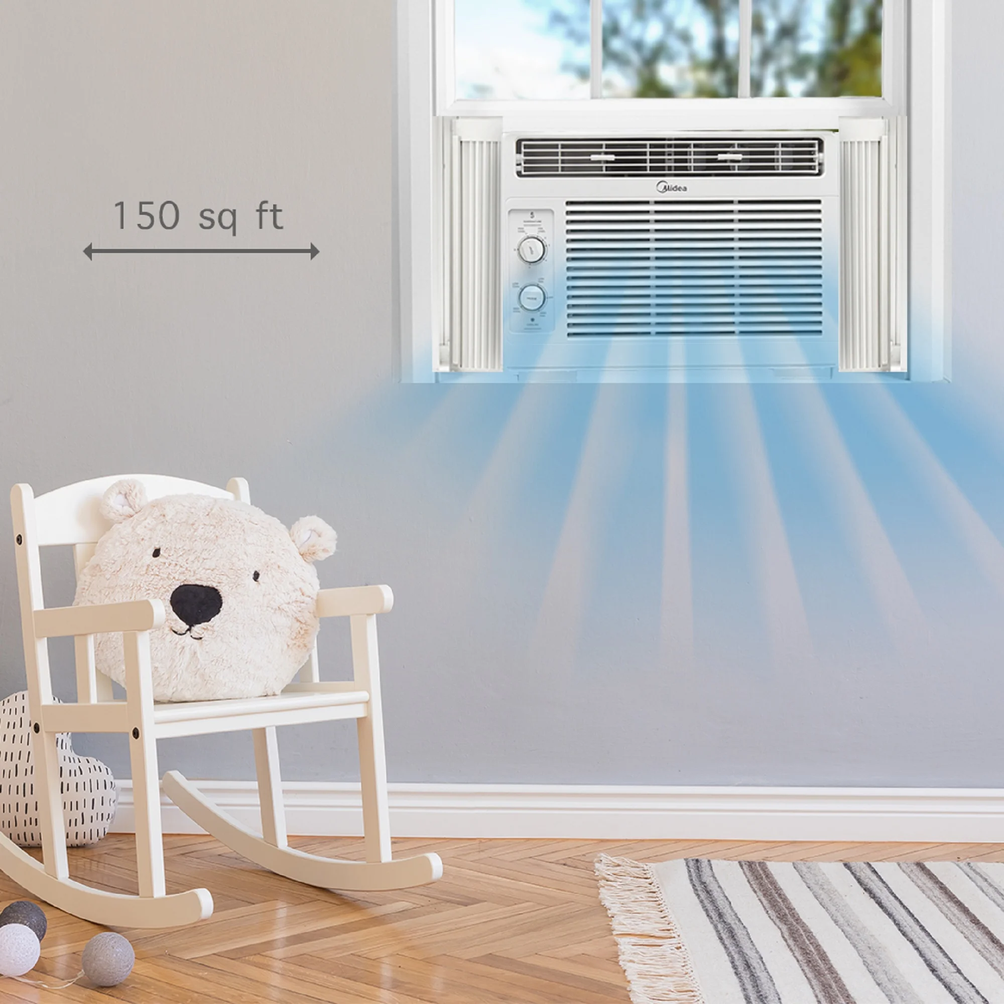 Midea 5, 000 BTU 150 Sq Ft Mechanical Window Air Conditioner, White, MAW05M1WWT, New