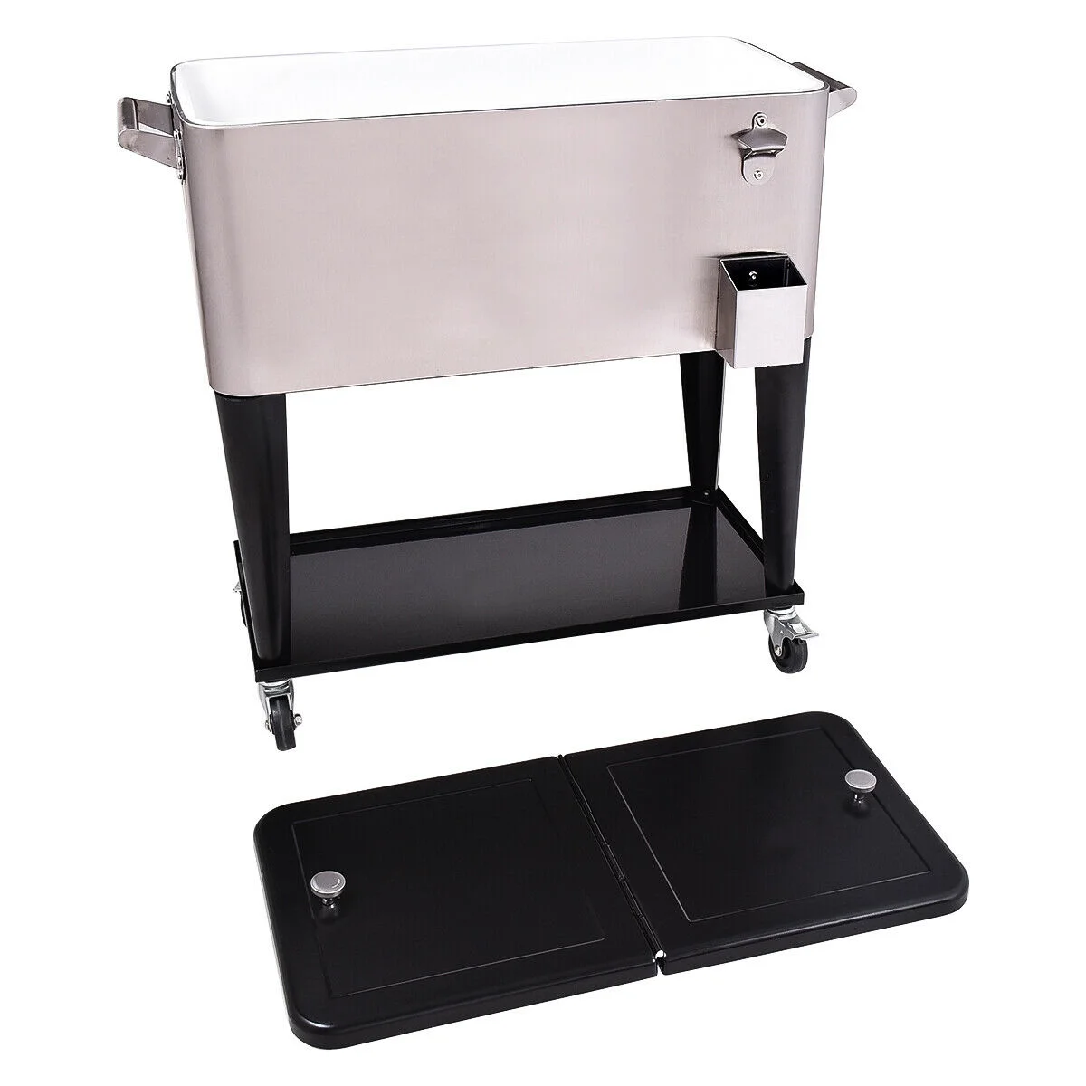 Patio Cooler Rolling Outdoor Stainless Steel Ice Beverage Chest Pool 80 Quart - Image 9
