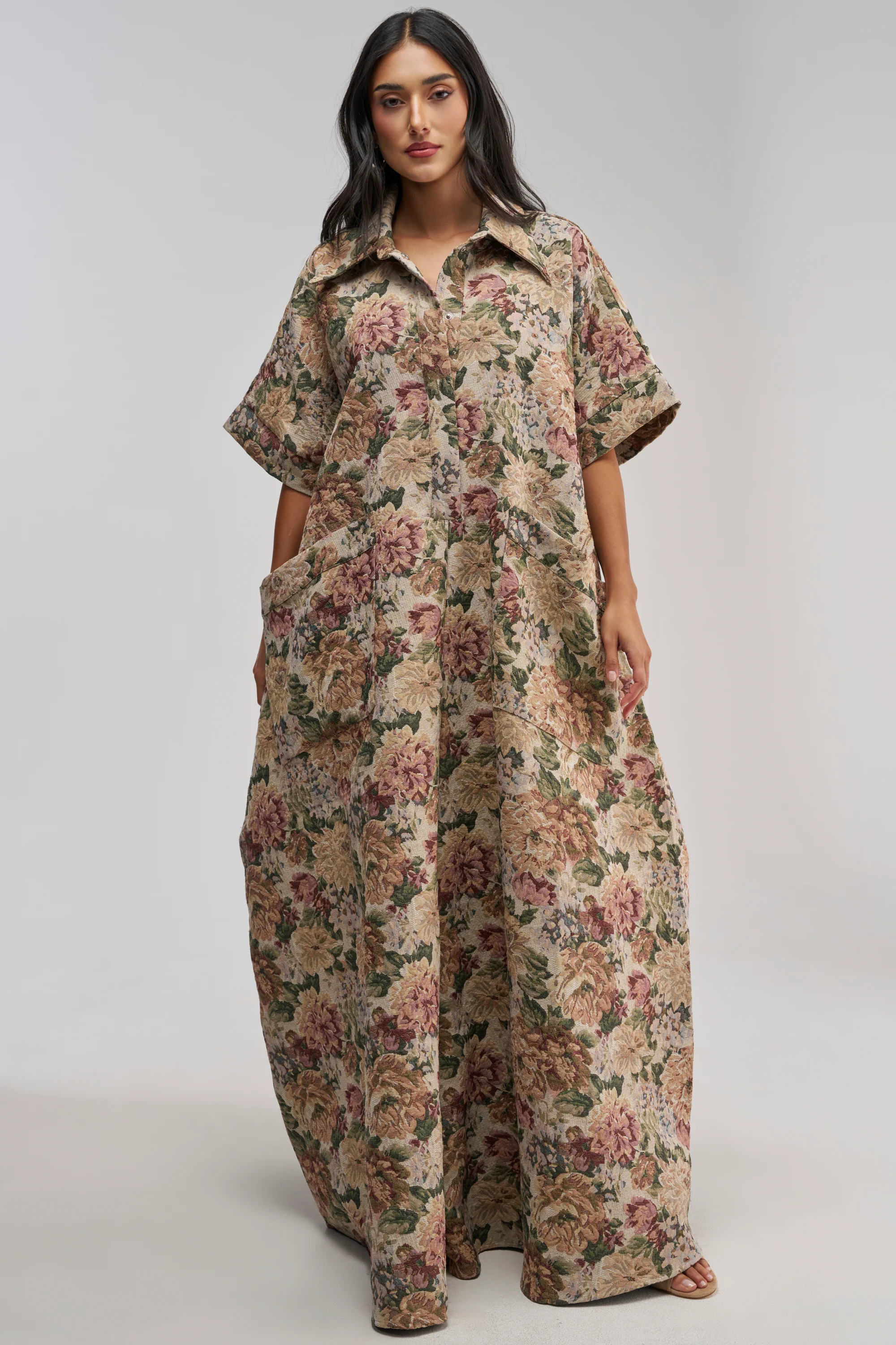 VANJA BROCADE JUMPSUIT IN IVORY - Akira Store