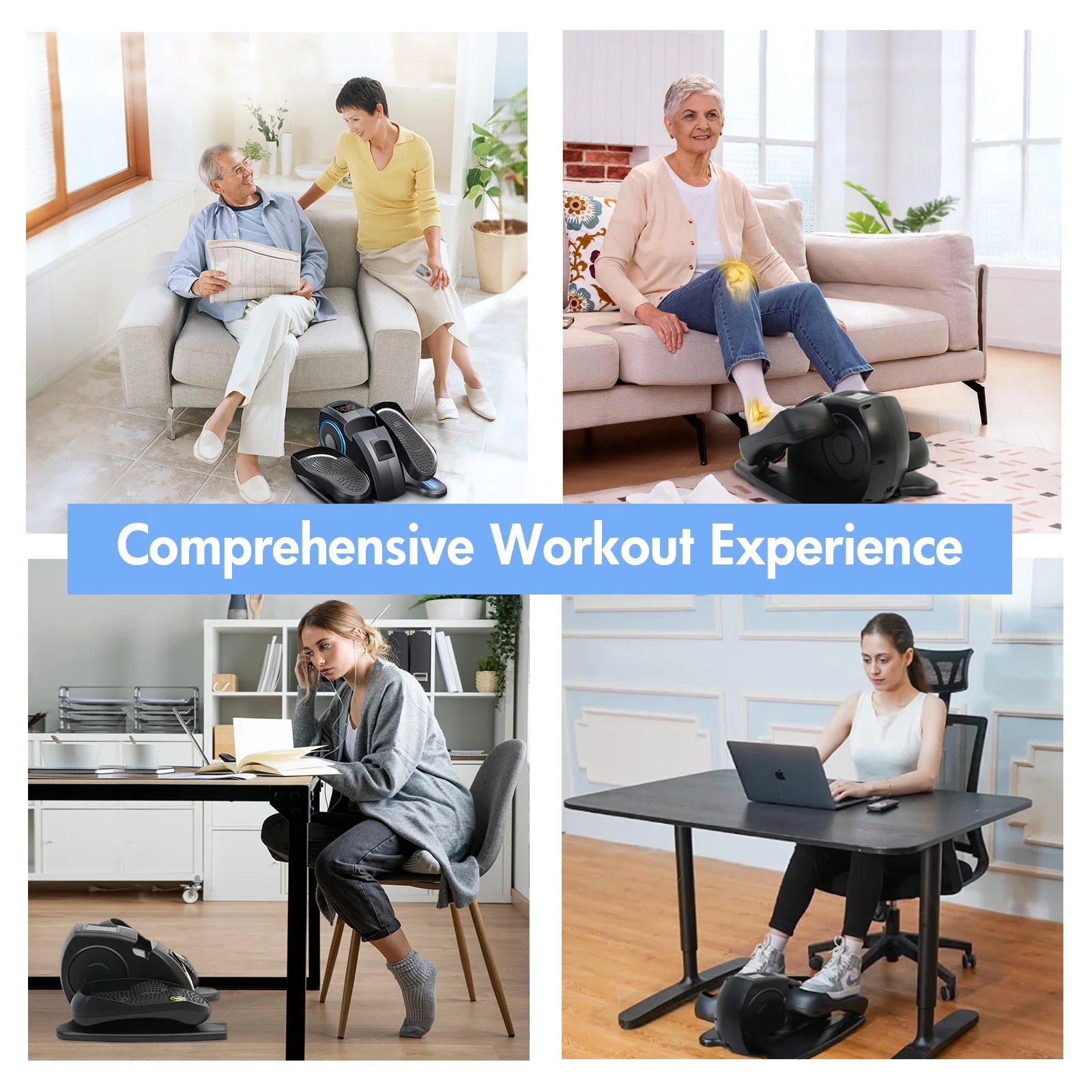 Under Desk Elliptical, Electric Seated Foot Leg Pedal Exerciser While Sitting for Seniors(Type-A Black) - Image 8