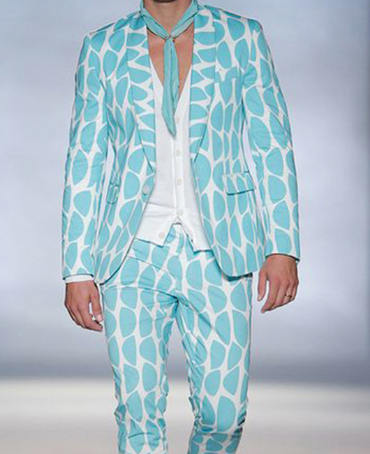 Ensemble blazer et pantalon 2 pièces à motif géométrique tendance et revers châle