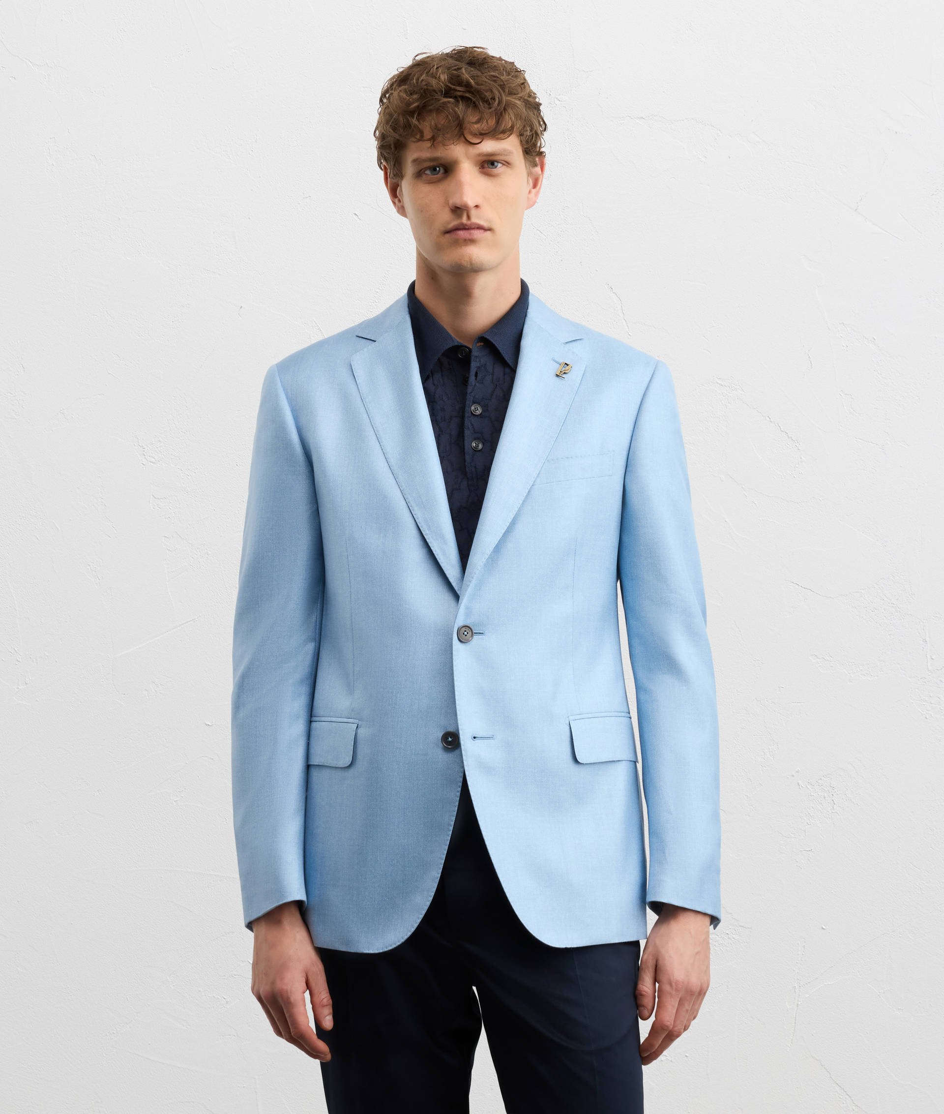 VICENZA LINE HALF-LINED JACKET IN PURE BLUE SILK