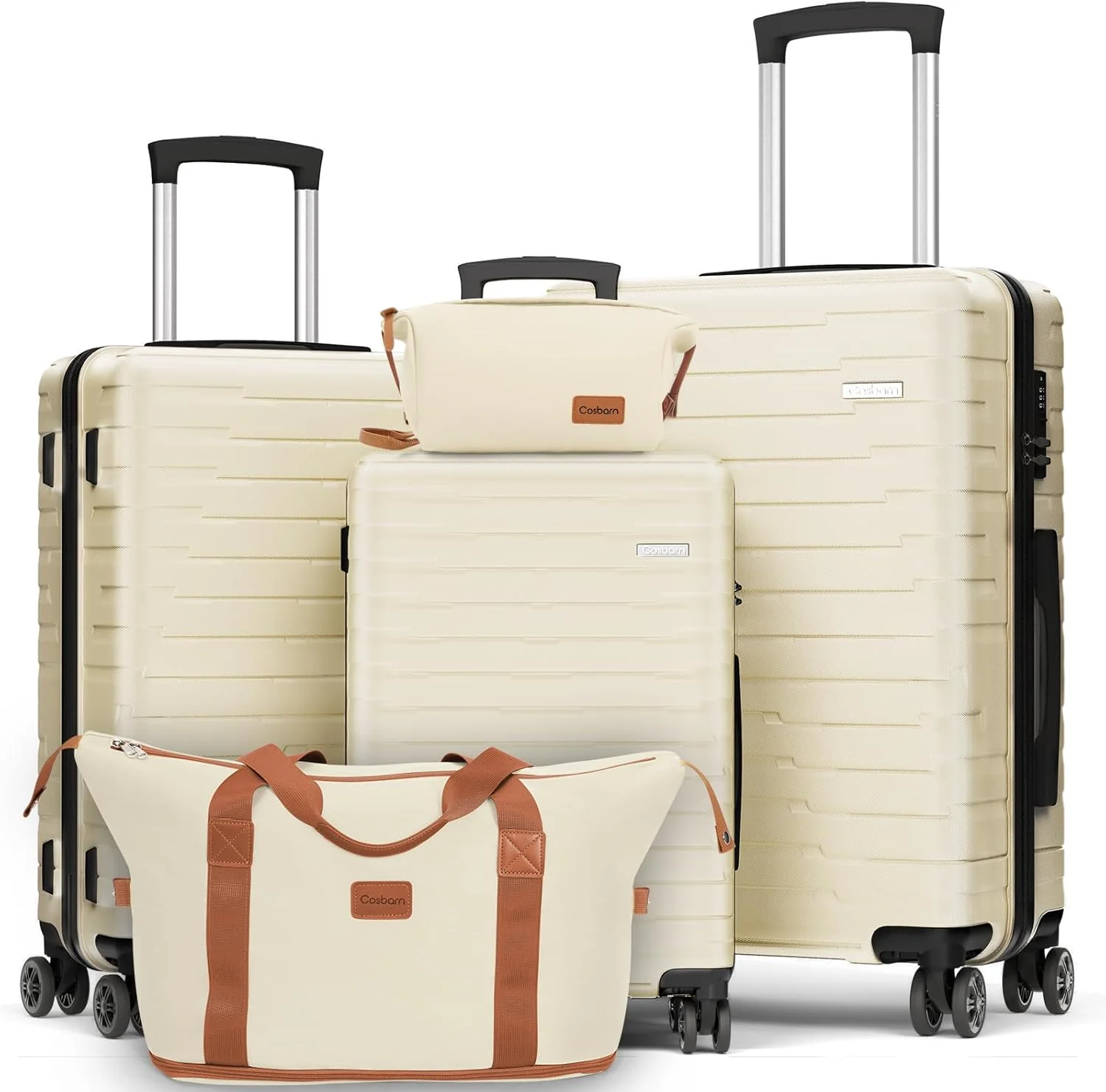 Ensemble de 5 valises à roulettes, valise rigide en ABS avec roulettes multidirectionnelles