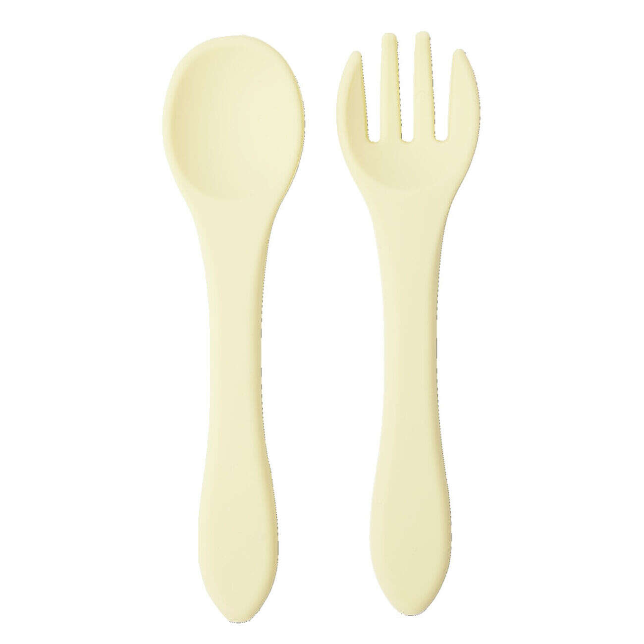 Cuillère et fourchette couverts enfant silicone L14cm (2 modèles)