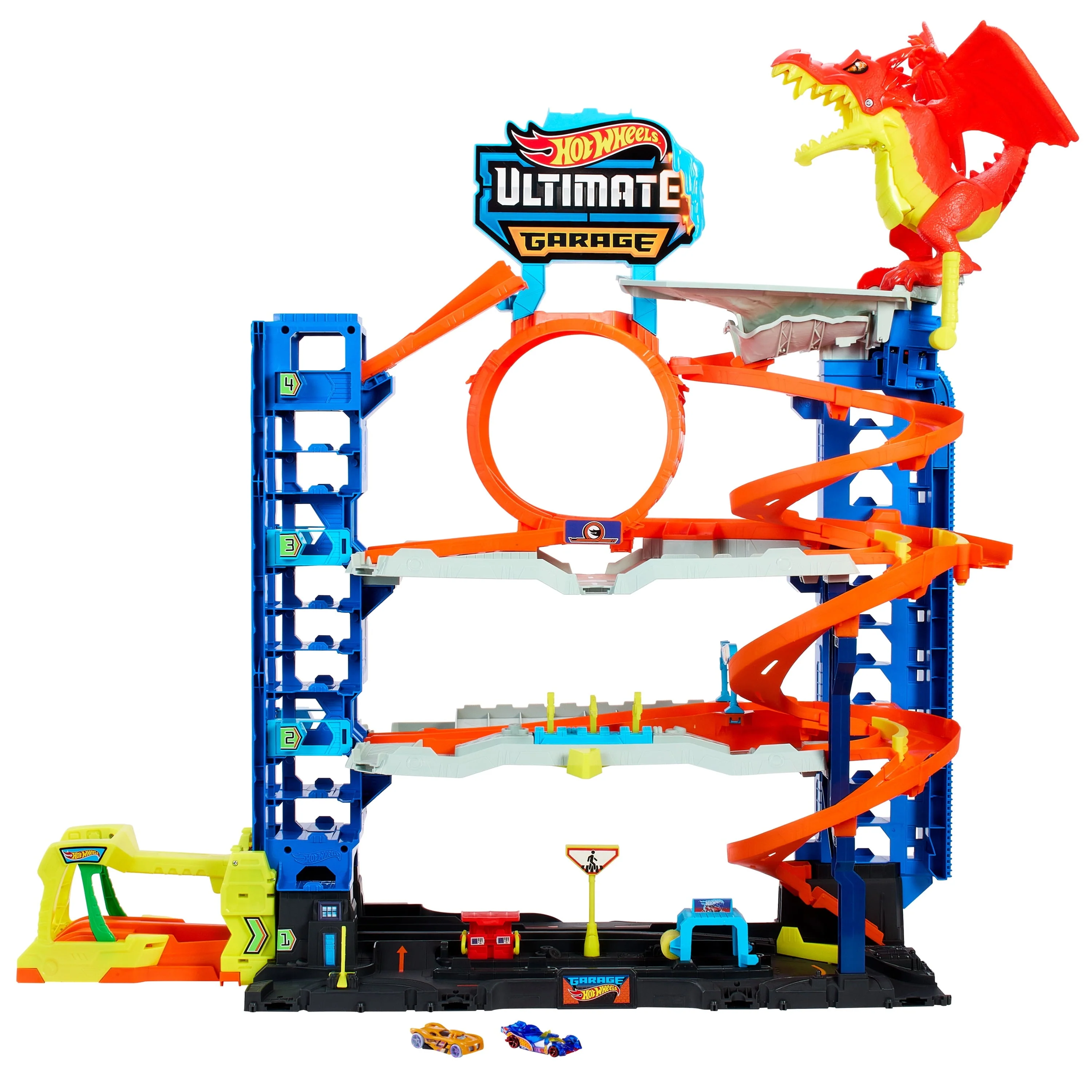 City Ultimate Garage Playset with 2 Die Cast Cars, Toy Storage for 50+ Cars