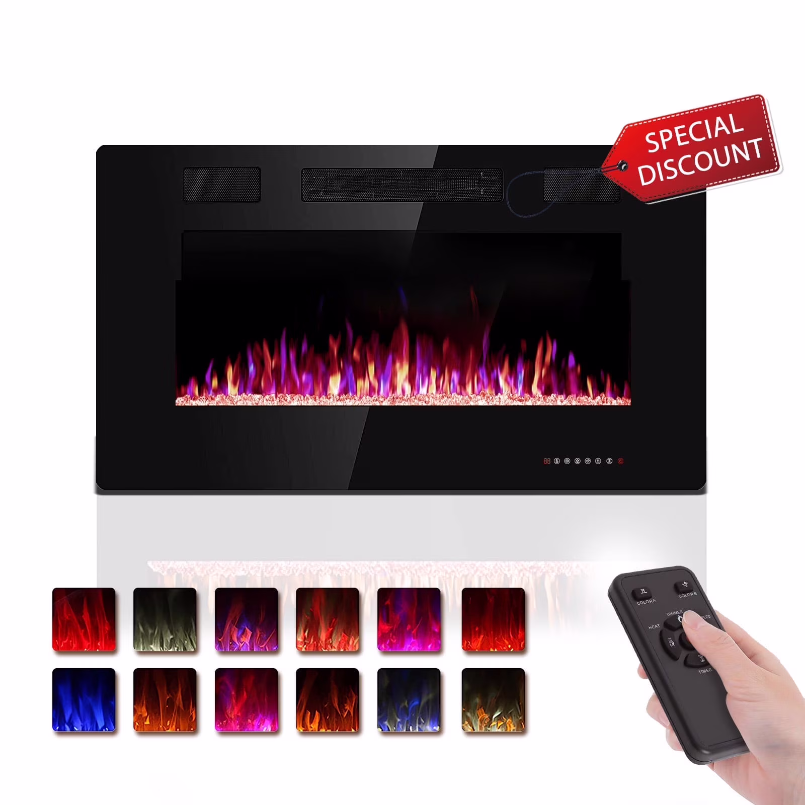 60�� Indoor Electric Fireplace Ultra Thin Fireplace, Wall Mounted Recessed Fireplace with Multiple Colors(60 in) - Image 5
