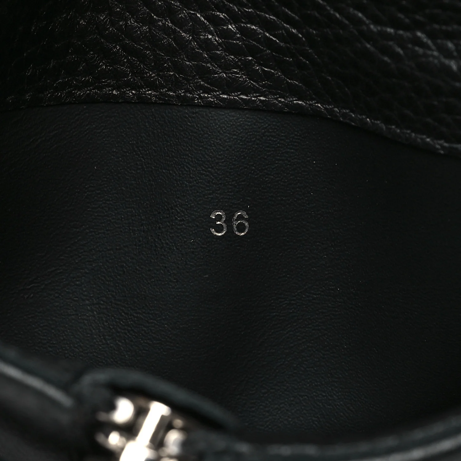 Grained Calfskin Shark Lock Biker Ankle Boots 36 Black