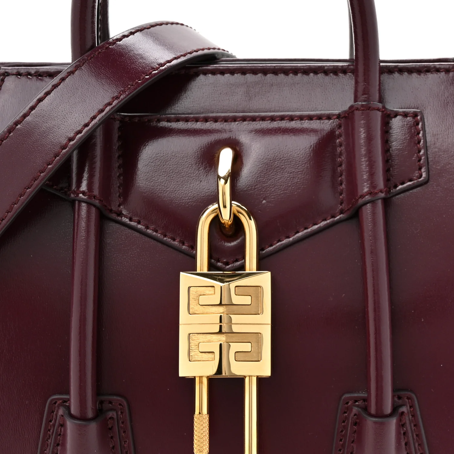 Box Calfskin Mini Lock Antigona Oxblood Red