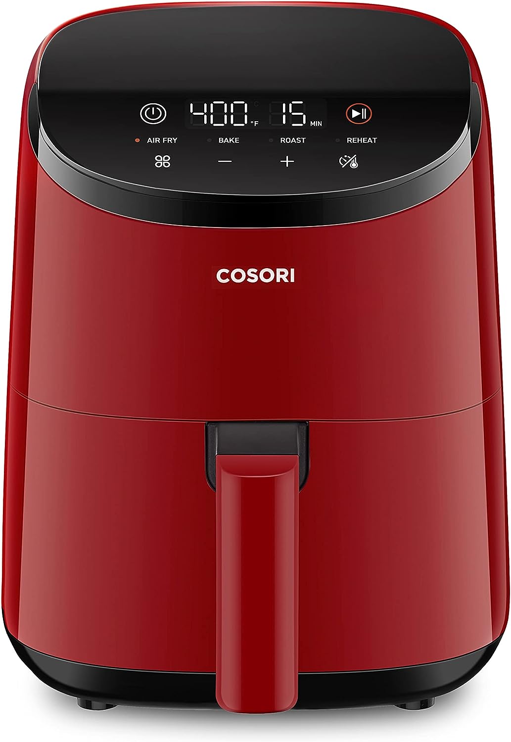 Four friteuse à air chaud COSORI 2,1 L, mini-friteuse 4 en 1 : cuisson, rôtissage, réchauffage, peu encombrant et silencieux, panier antiadhésif compatible lave-vaisselle, 97 % d’huile en moins, autocollant avec 6 guides de référence, rouge