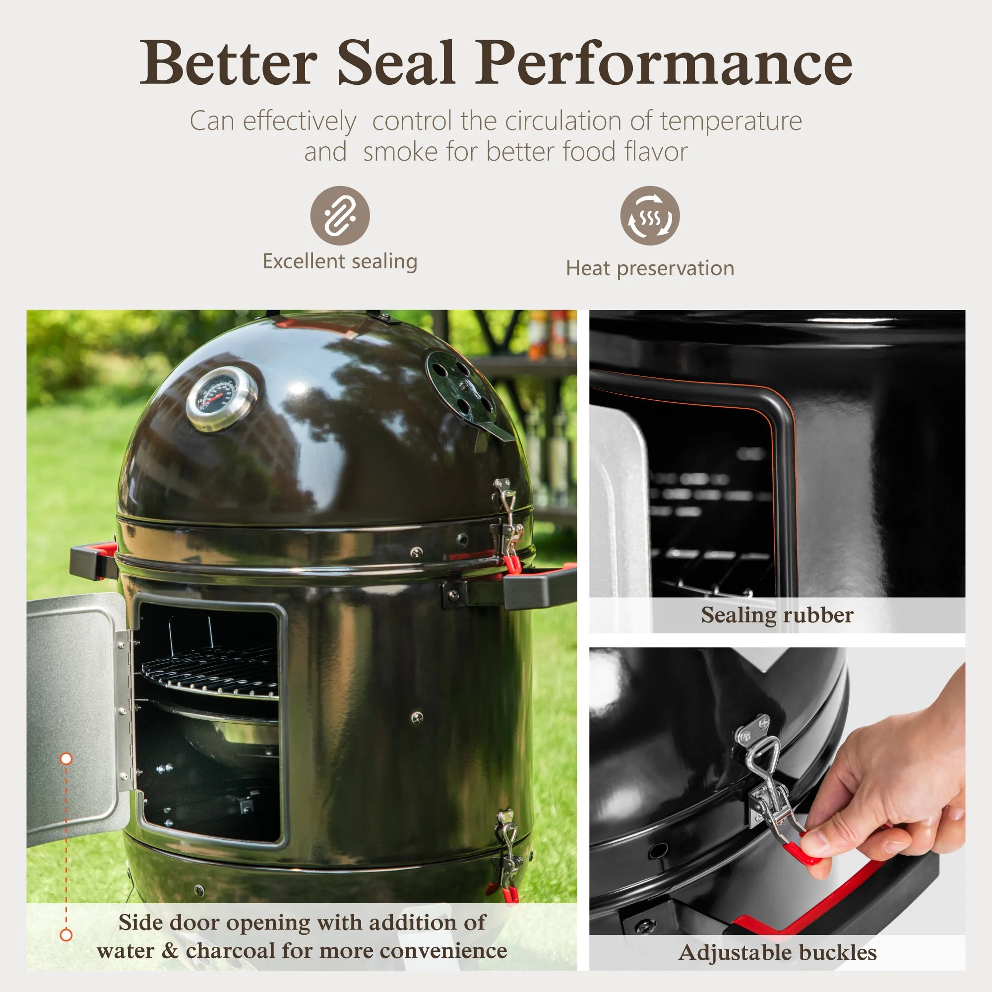 Alpha Joy 18-inch Vertical Charcoal Smoker BBQ Grill