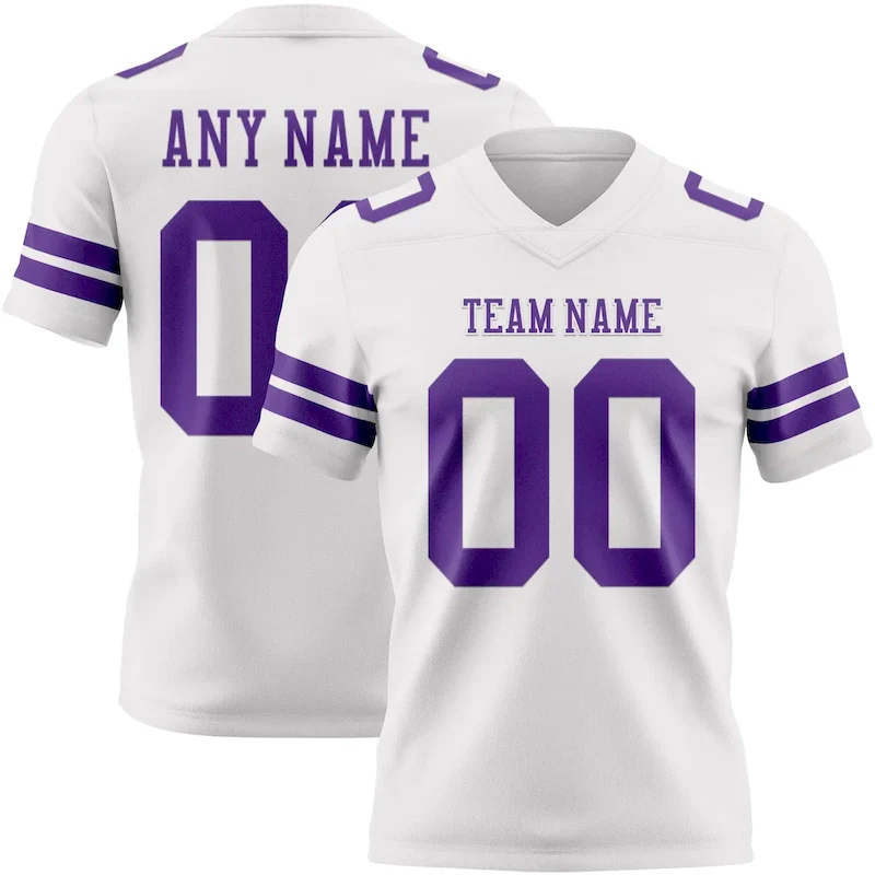 Custom White Purple Mesh Authentic rugby jersey