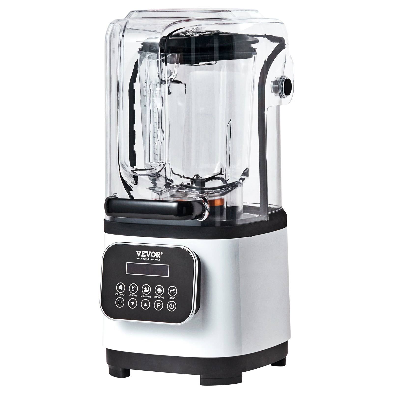 VEVOR Professional Blender with Shield, Commercial Countertop Blenders, 68 oz Glass Jar Blender Combo, Stainless Steel 9 Speed