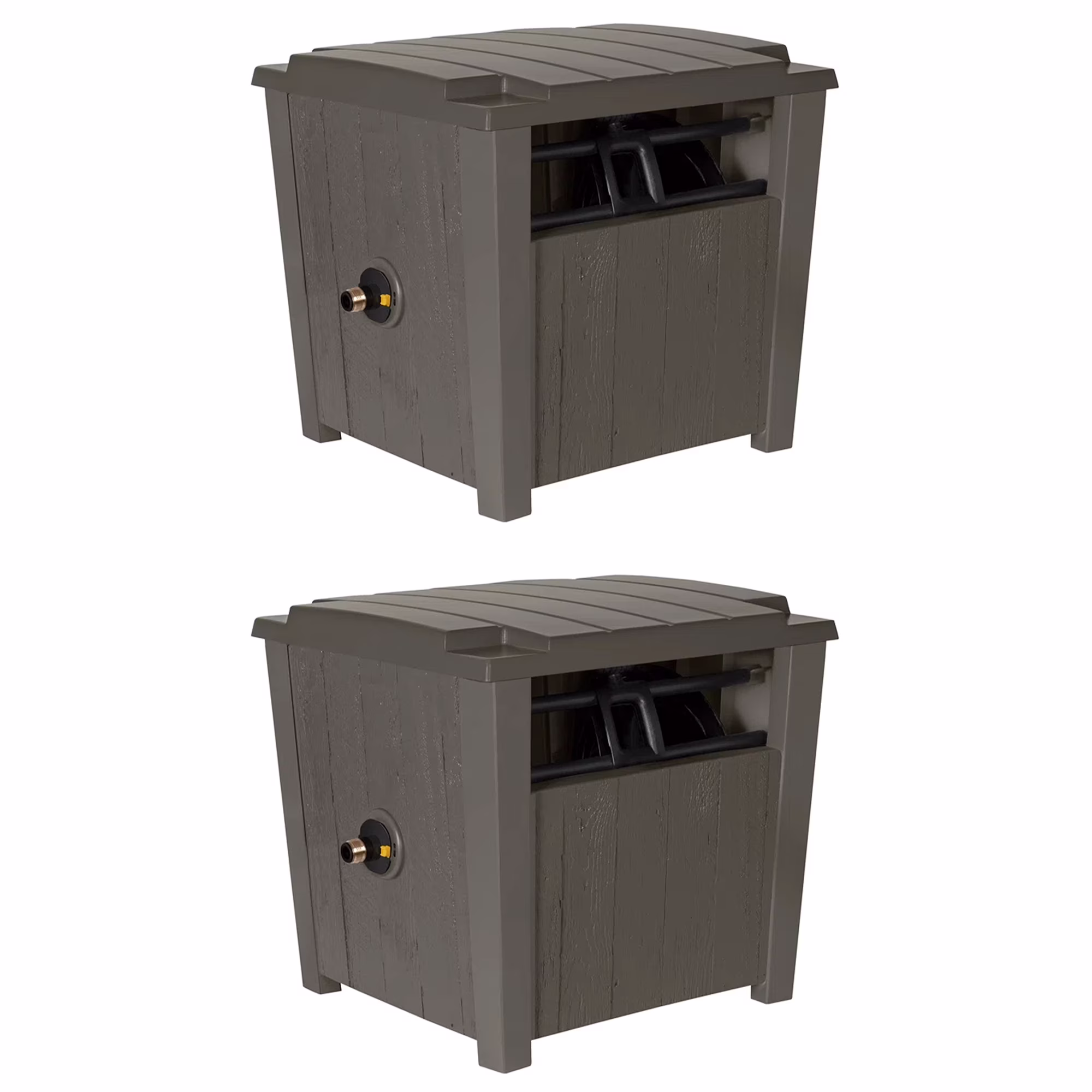 Suncast Farmington Hideaway Garden Hose Storage Pot, Stoney (2 Pack)