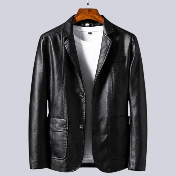 Veste en cuir léger pour homme avec doublure en coton