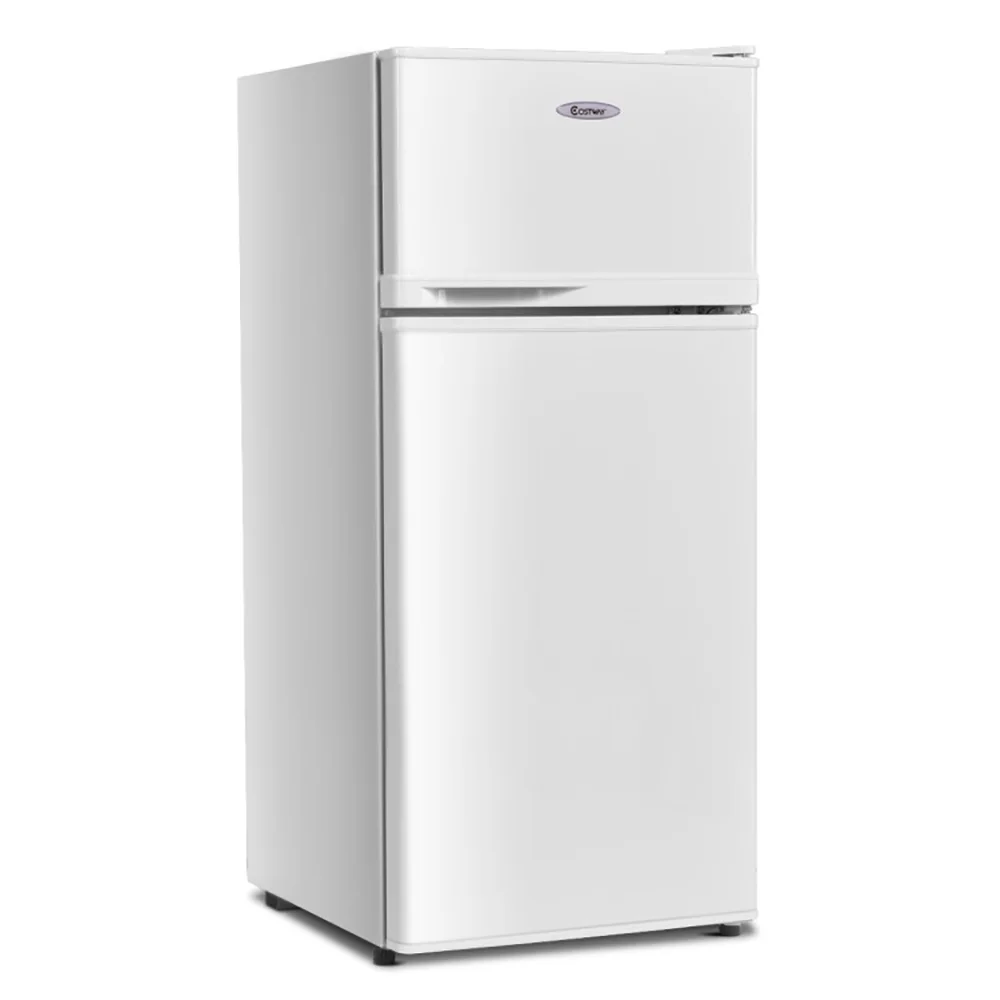 Canddidliike 2 Doors Cold - Rolled Sheet Compact Refrigerator - White, Fridge with Freezer, Fridge, Adjustable Thermostat
