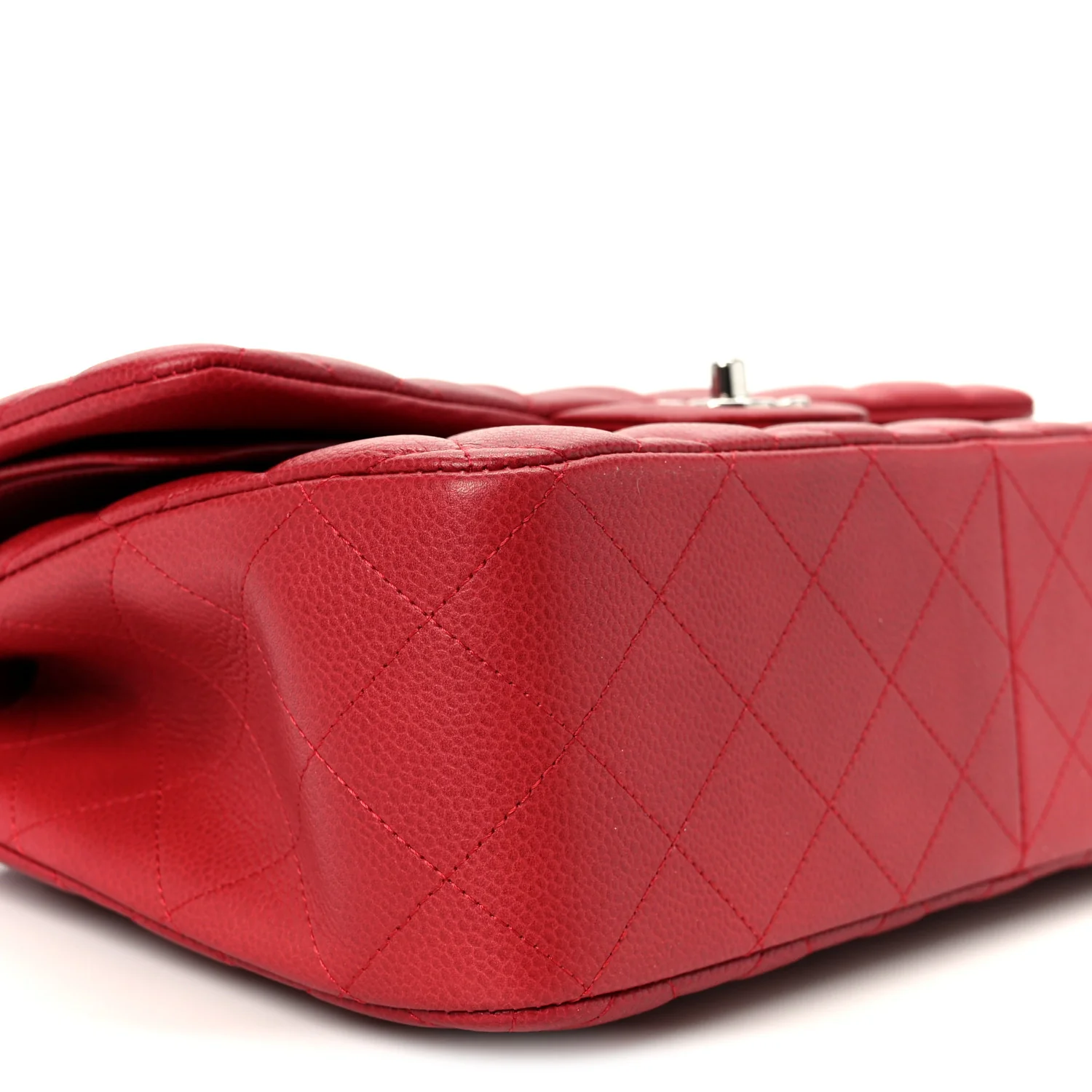Caviar Quilted Jumbo Double Flap Dark Red