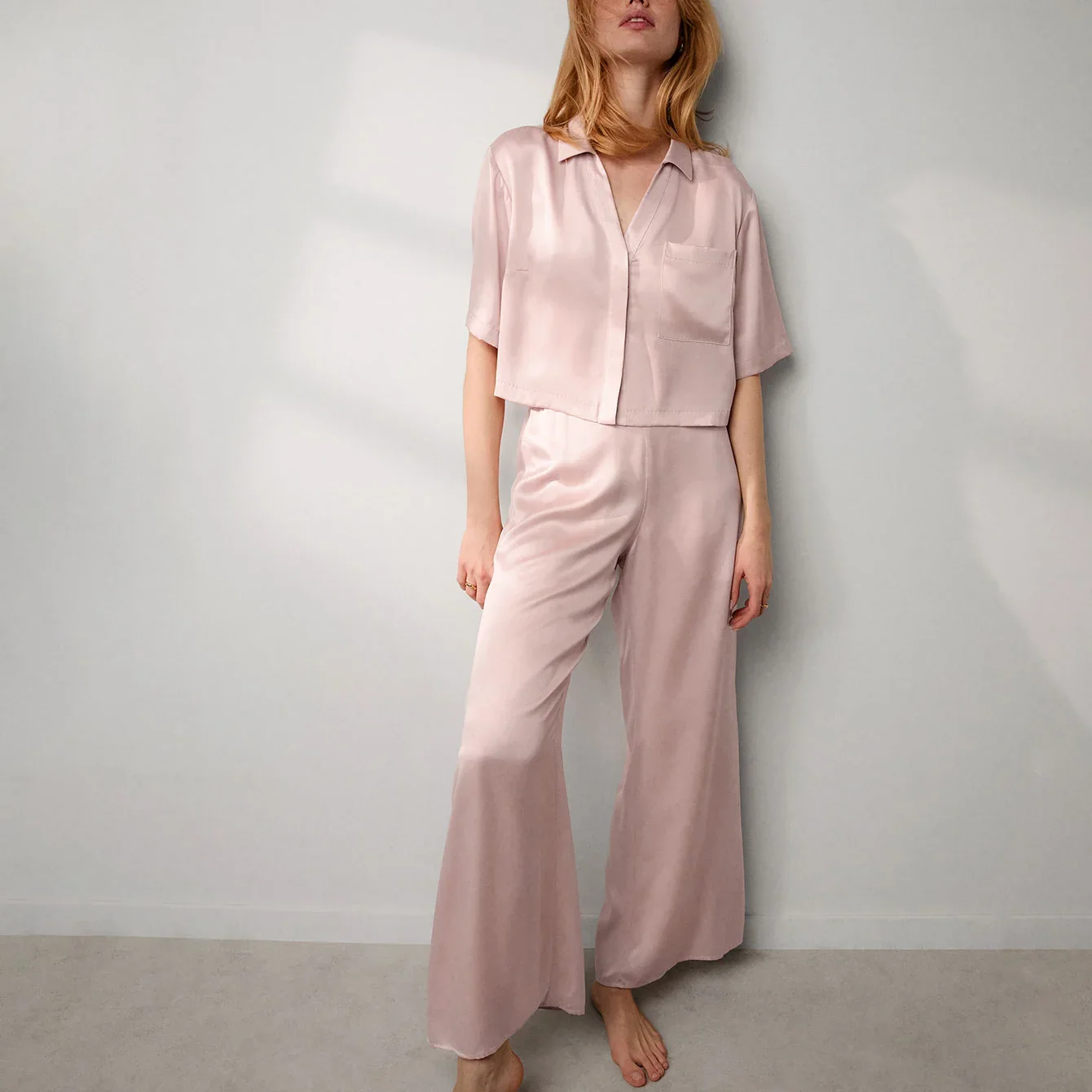Washable Silk High Rise Pant Set
