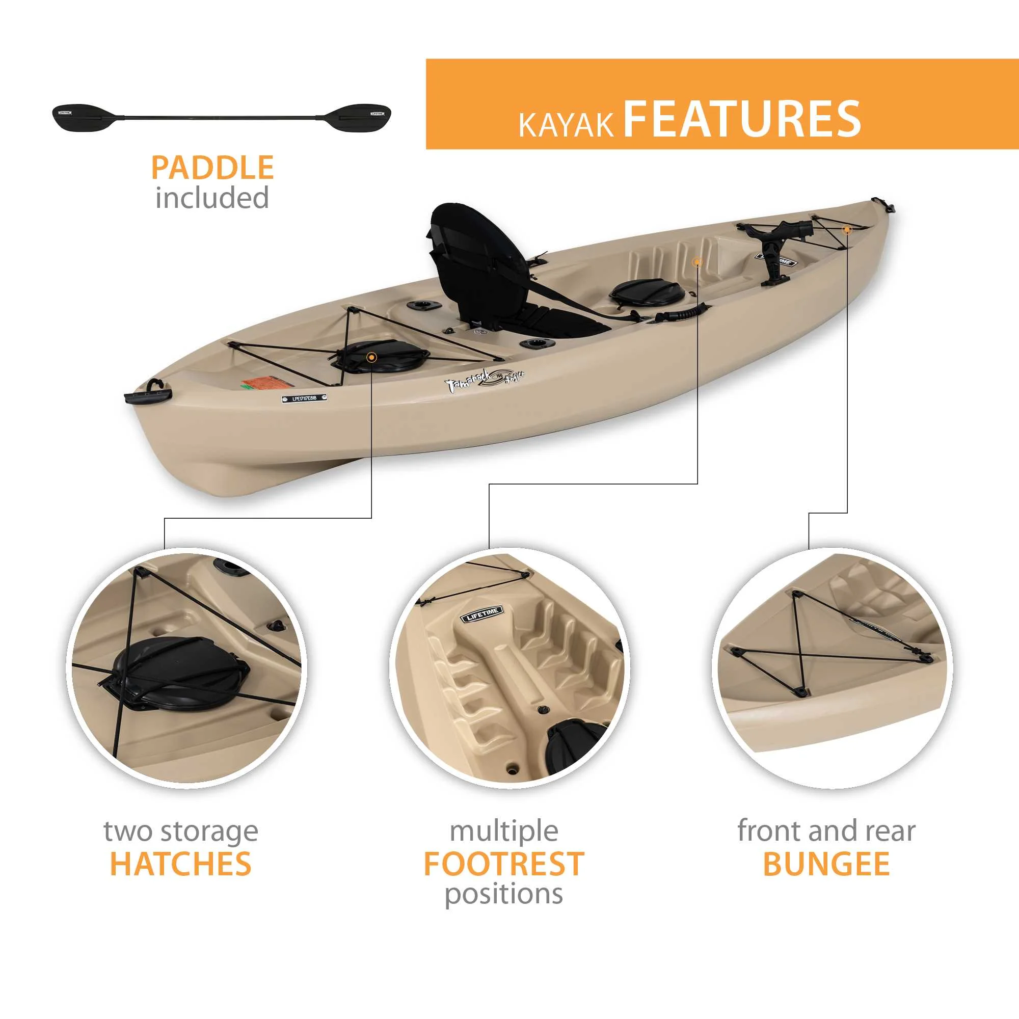 Lifetime Tamarack Angler 10 Ft. Fishing Kayak, Volcano Fusion (91340)