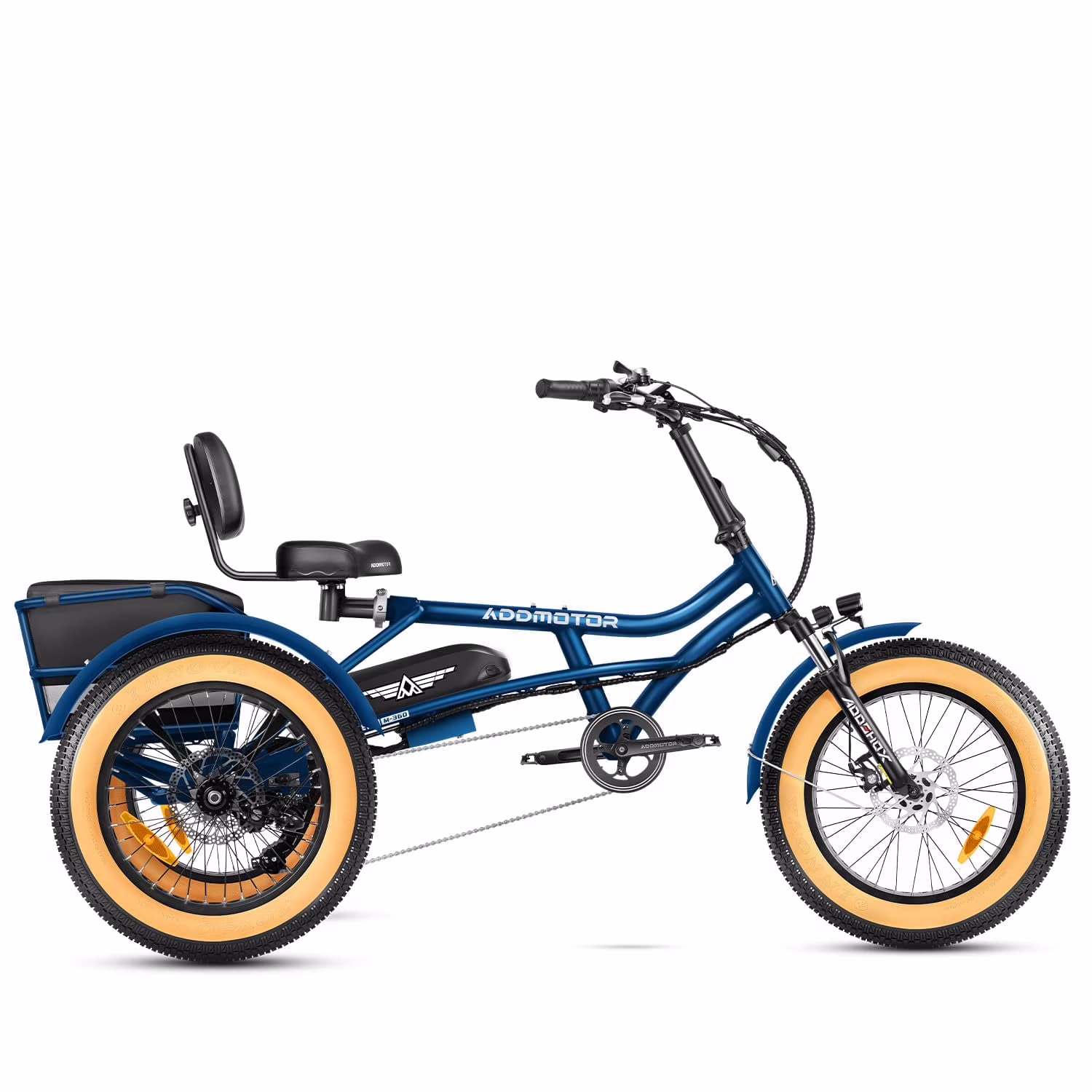 M-360II Semi-Recumbent Electric Trike, 85MI, Fat Tire 3 Wheel Electric Bike for Adults, 750W 48V 20Ah Electric Tricycle for Seniors, 20" Electric Trike with Speed Differential, Green(Standard/Green) - Image 9