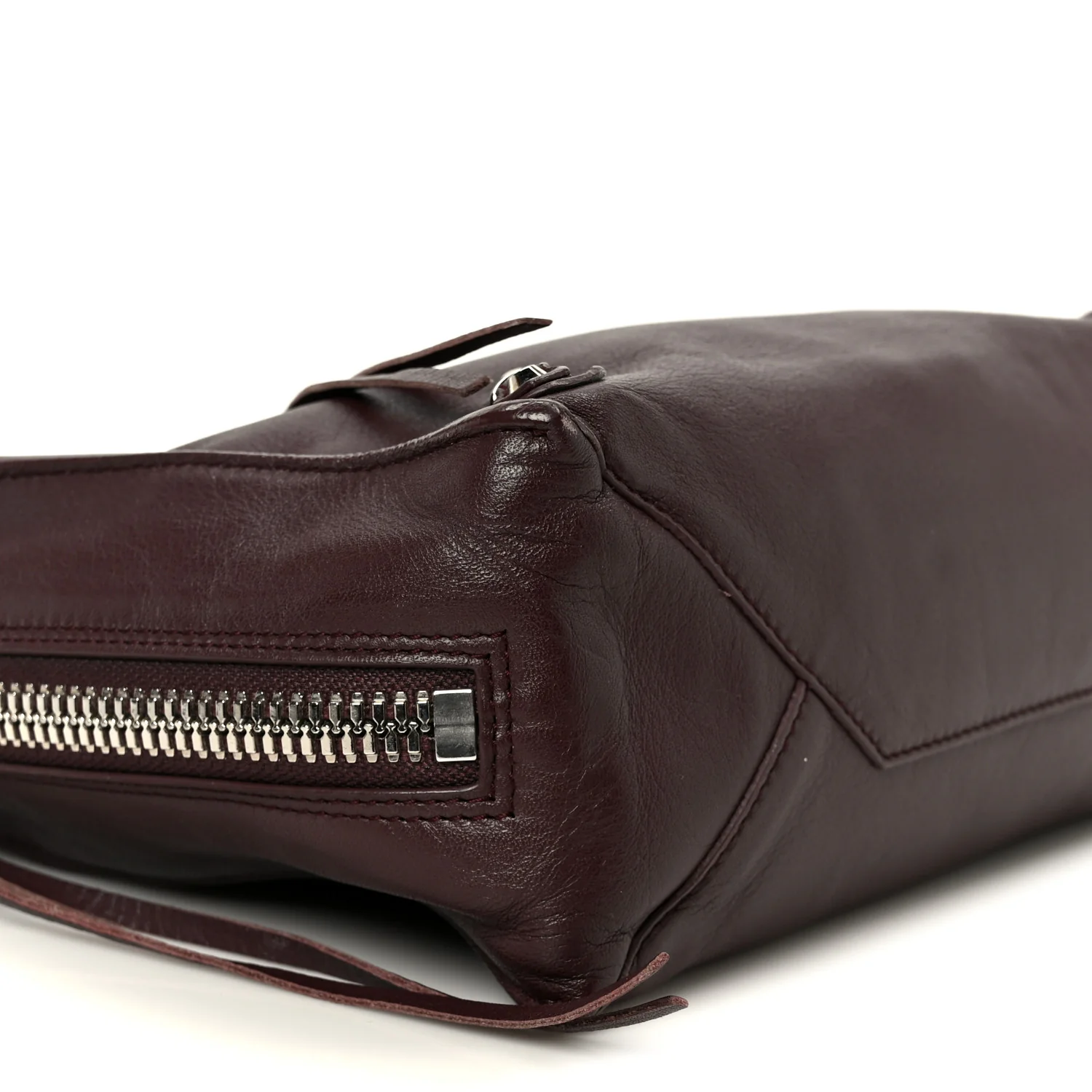 Calfskin Papier Mini A4 Zip Around Tote Rouge Aubergine