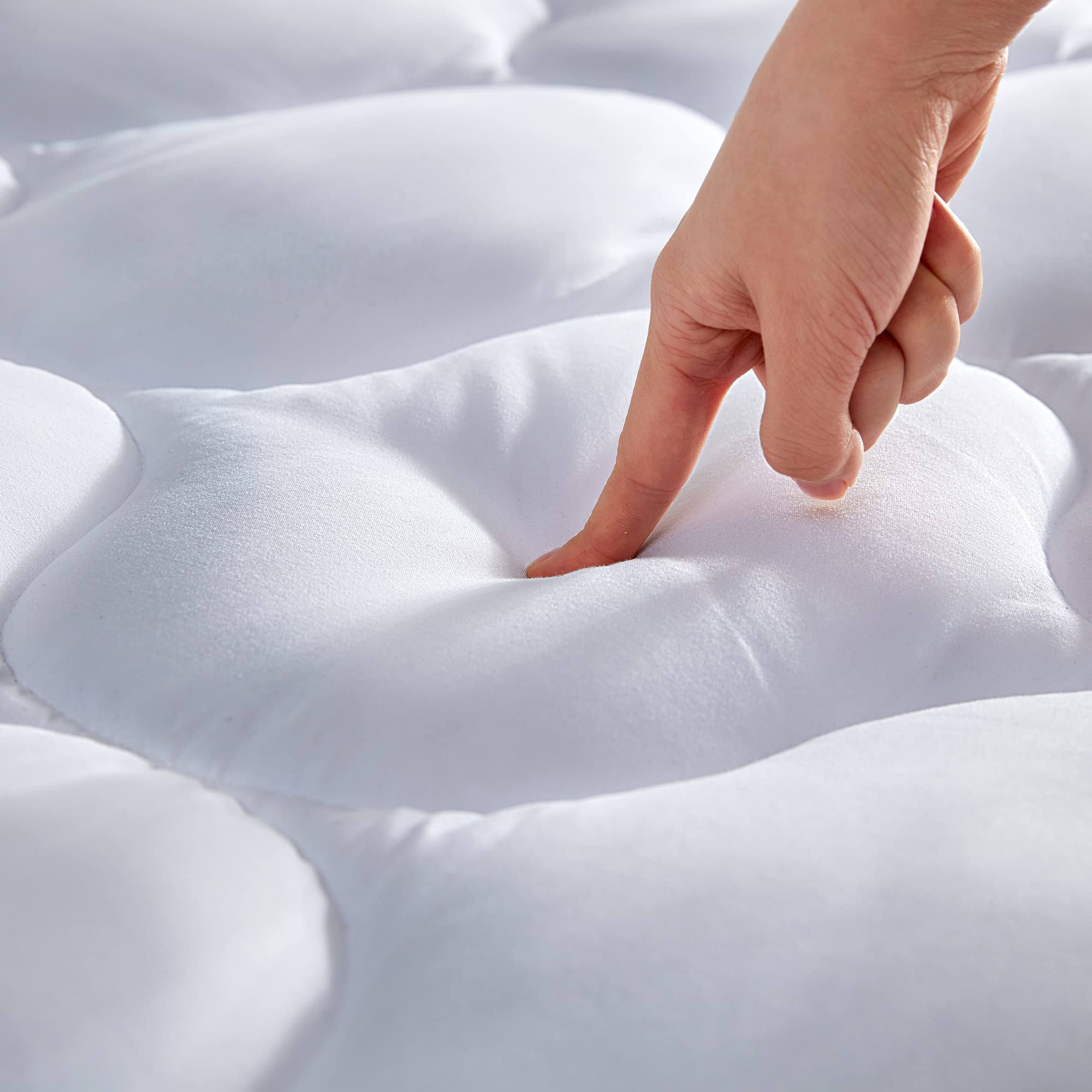 Sleep Zone Quilted Fitted Twin Mattress Pad Cover - Soft Fluffy Pillow Top Bed Mattress Topper Deep Pocket 8-21 inch