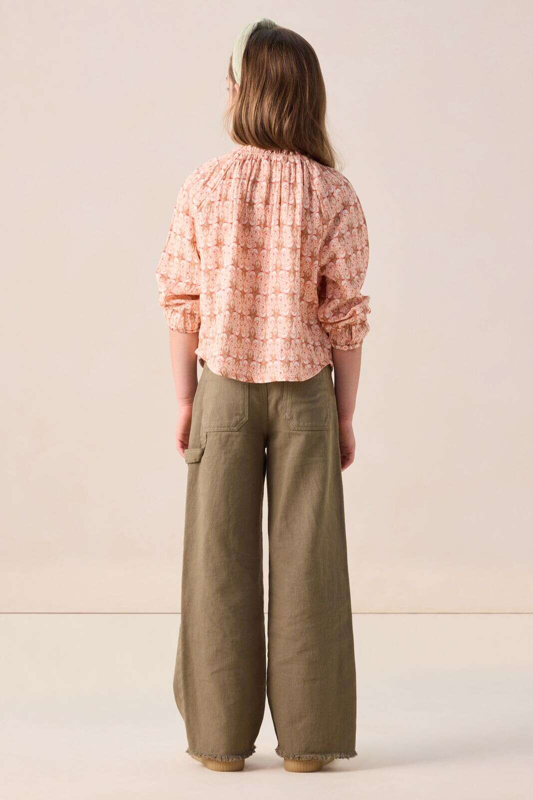 Lichtoranje blouse met print