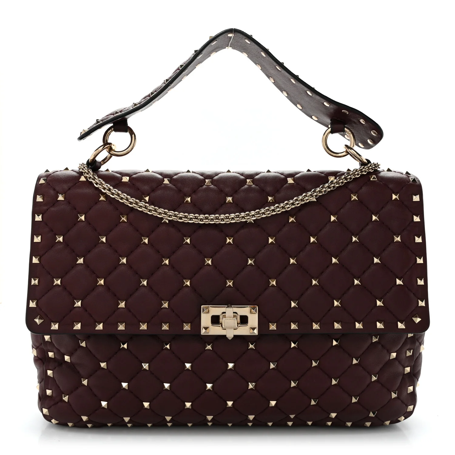 Nappa Large Rockstud Spike Shoulder Bag Rubin