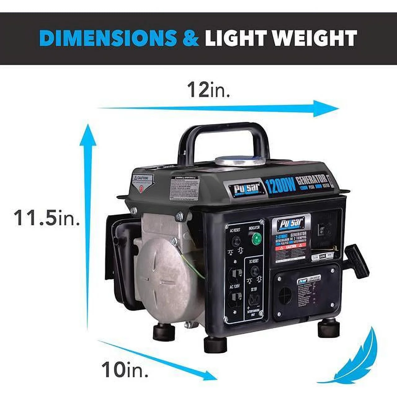 G1200SG Portable Gas-Powered Generator with Carrying Handle, 1200W, Black/Gray - Image 4