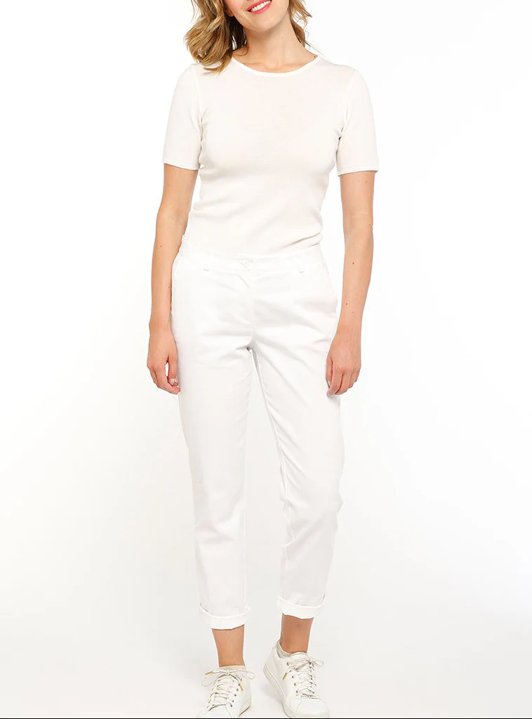 Pantalon chino femme en coton blanc