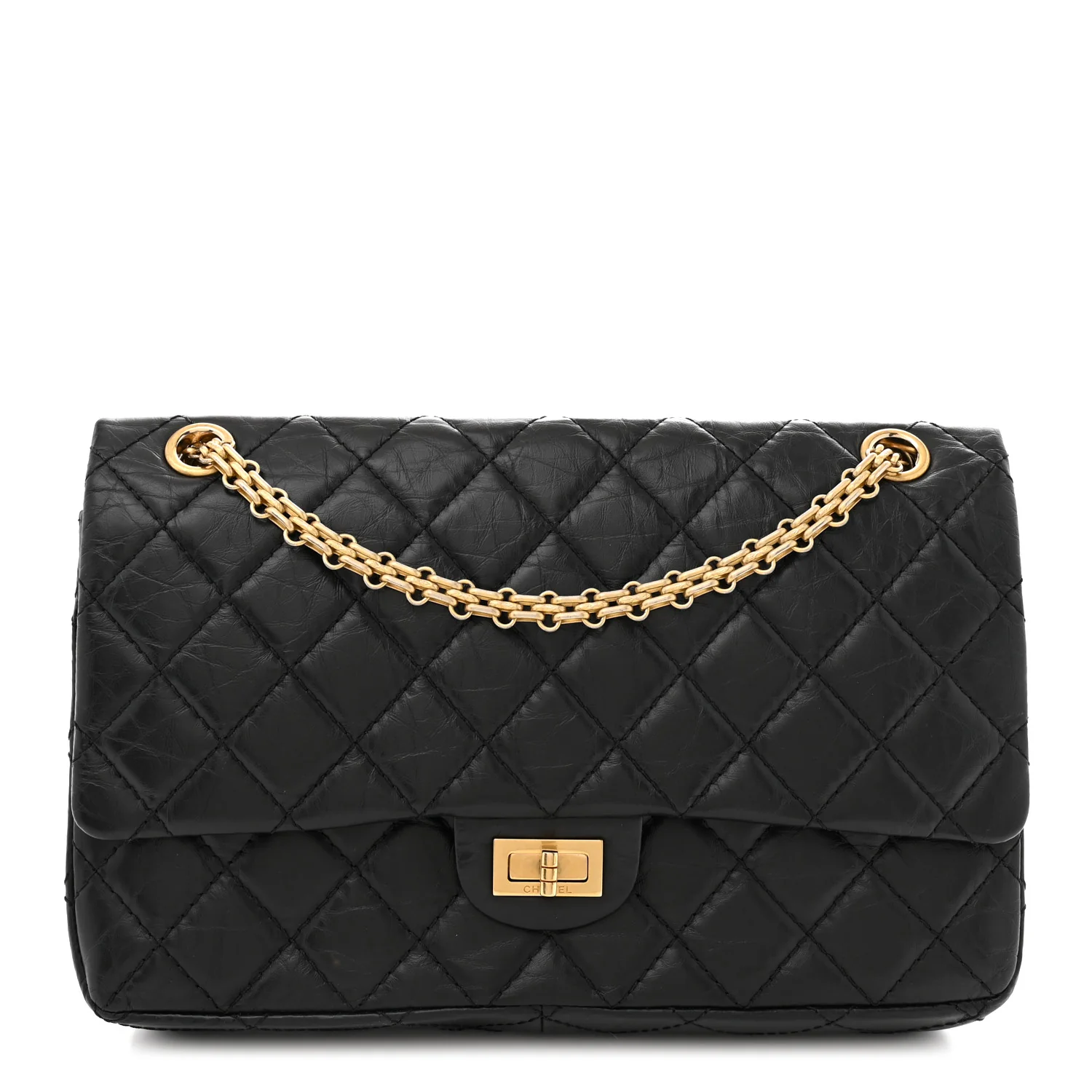 Aged Calfskin Quilted 2.55 Reissue 226 Flap Black
