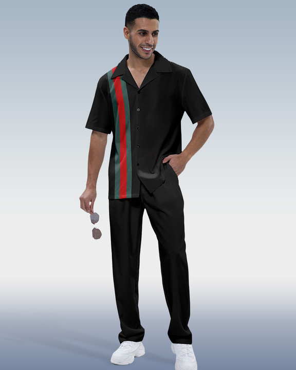 Ensemble de marche Suitmens pour homme, chemise à manches courtes imprimée colorblock, référence 246